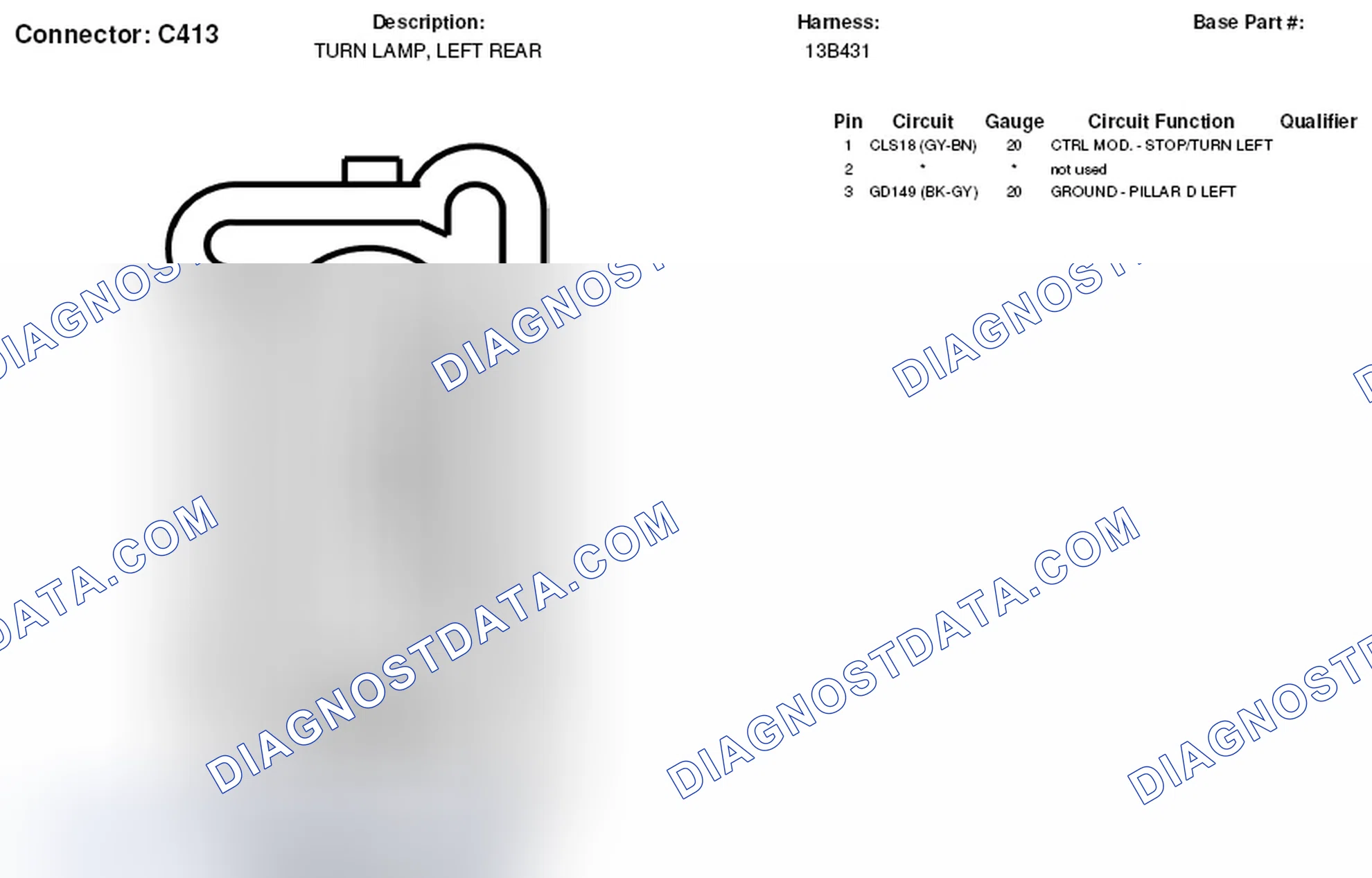 Scheme 166: Left Rear Turn Lamp Connector End View (C413)