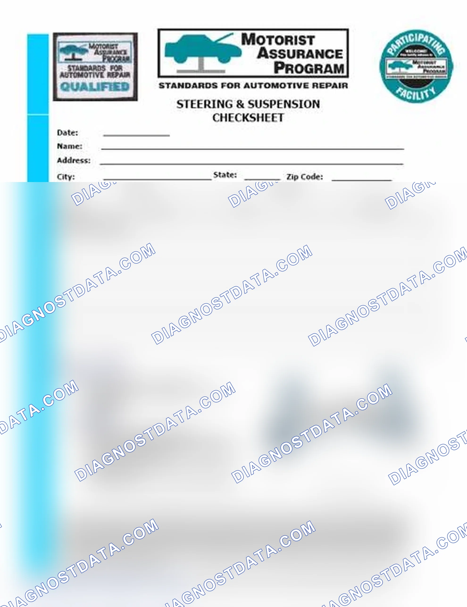 Scheme 11: Steering & Suspension Checksheet (1 Of 2)