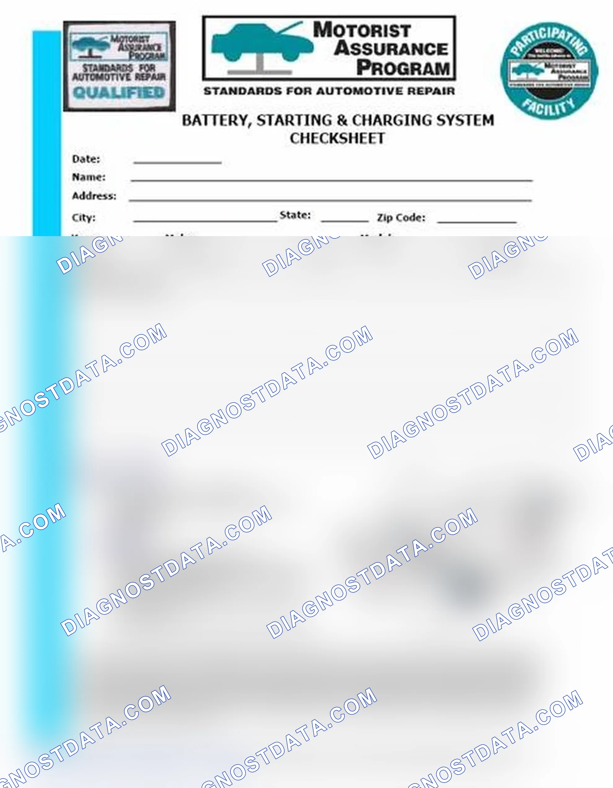 Scheme 3: Battery, Starting & Charging System Checksheet (1 Of 2)