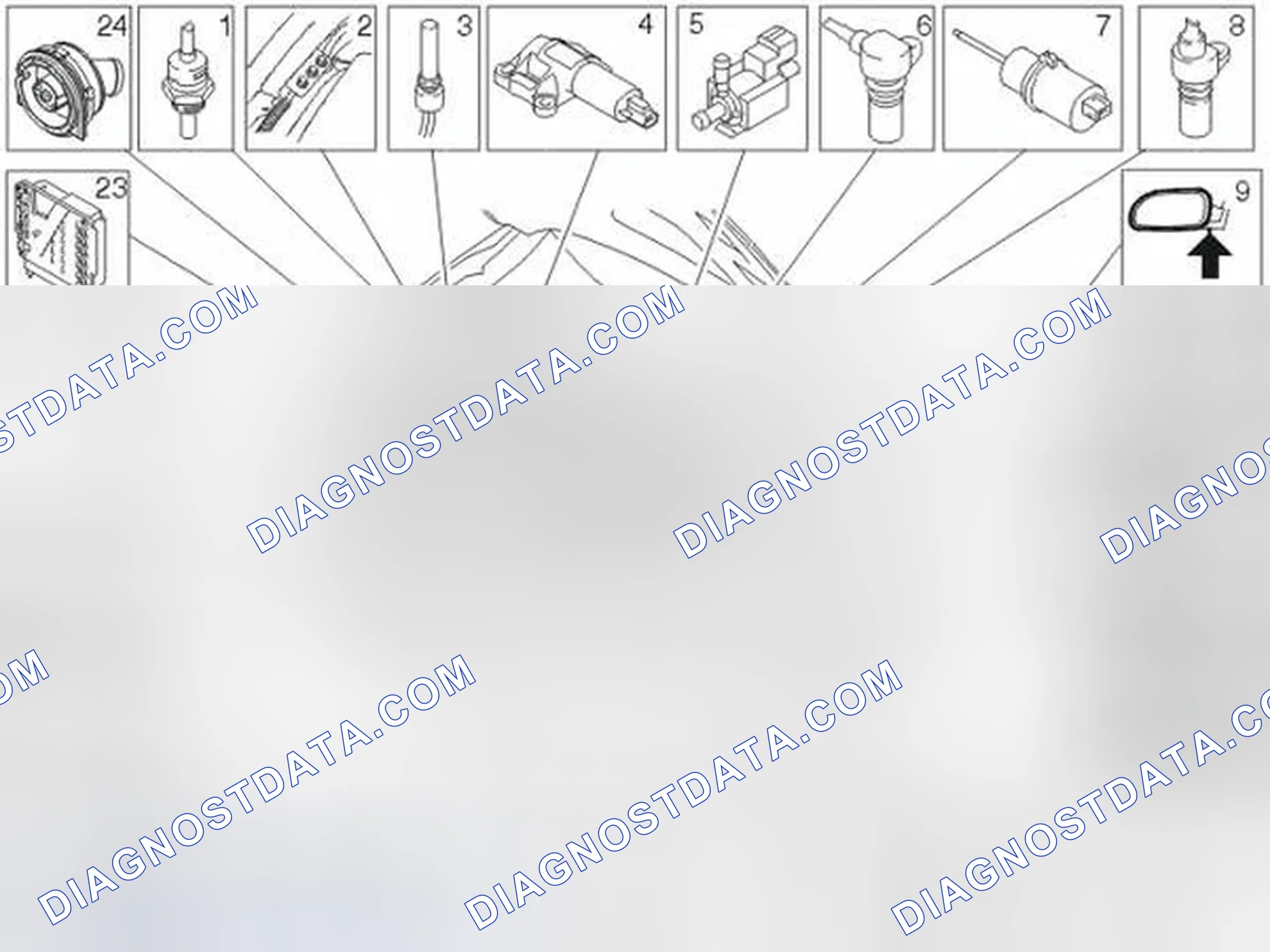 Scheme 141: Location of components, engine compartment