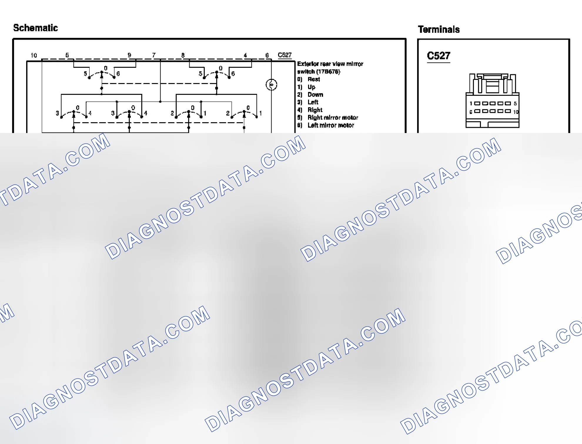 Scheme 103: Exterior rear view mirror switch (17B676)