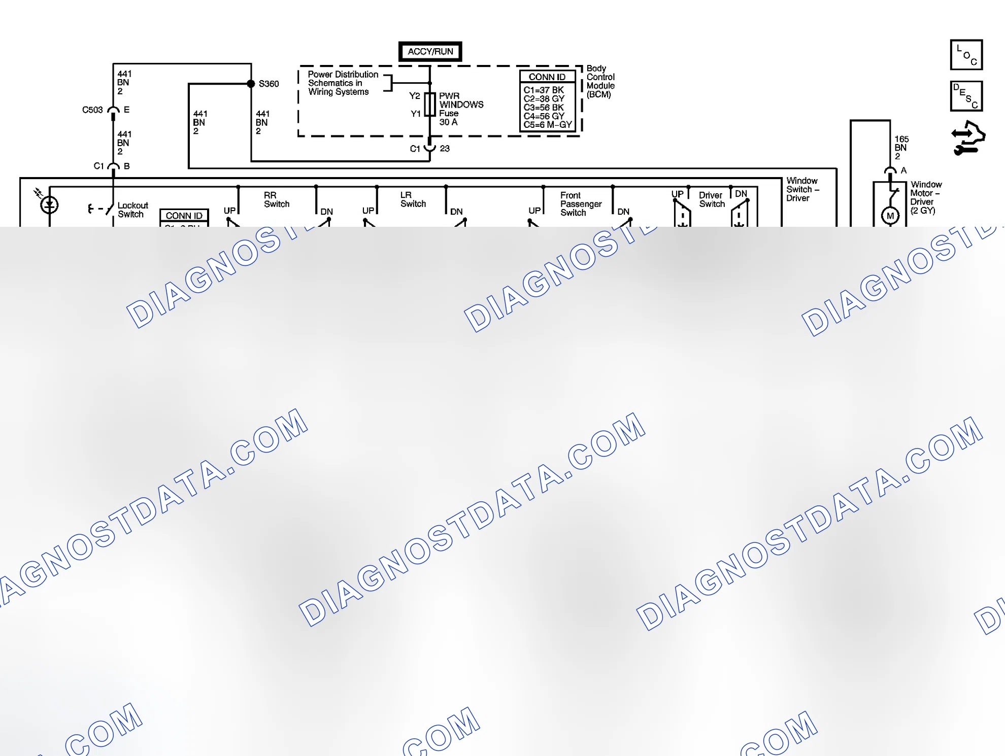 Scheme 2: Power Window Schematics (Sedan)