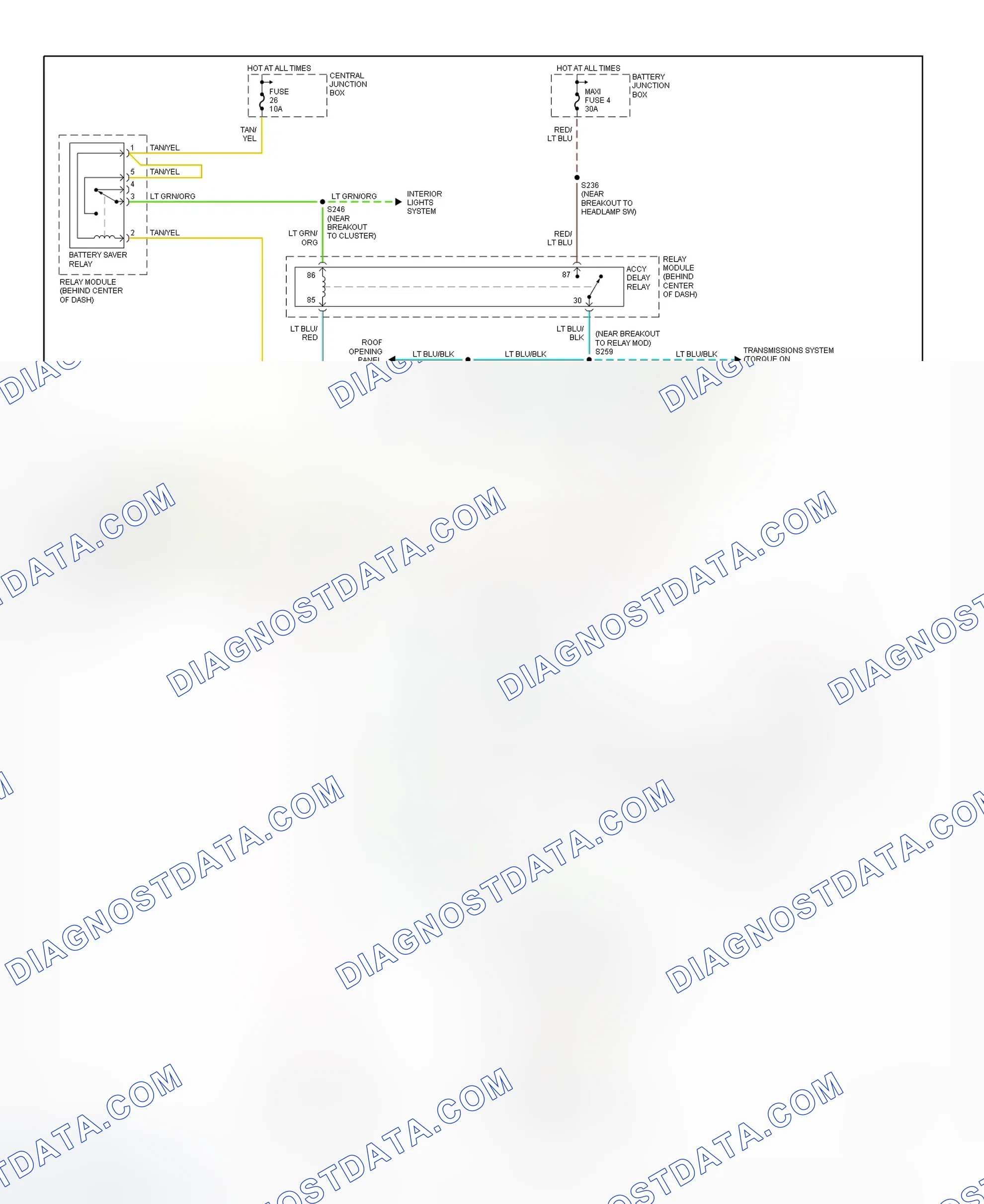 Fig. 11: Power Window System Wiring Diagram (Explorer 2-Door - 1999-2000)