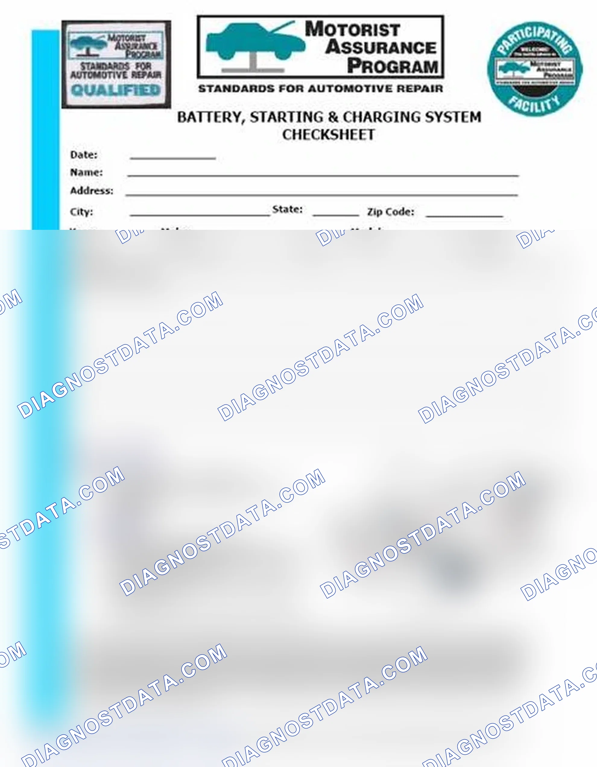 Scheme 3: Battery, Starting & Charging System Checksheet (1 Of 2)