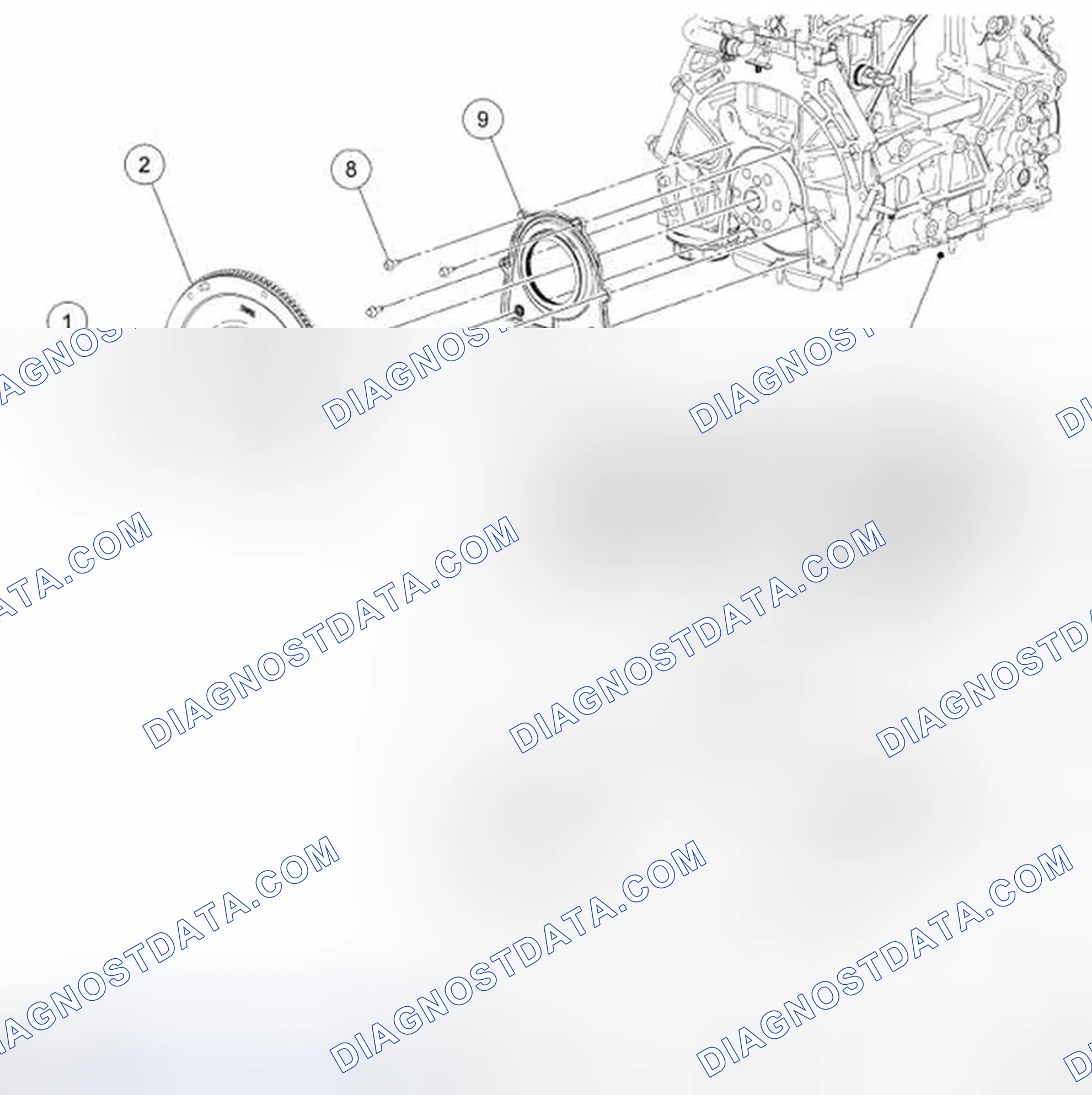 Scheme 96: Lower End Components - Exploded View, Flexplate, Flywheel and Crankshaft Rear Seal