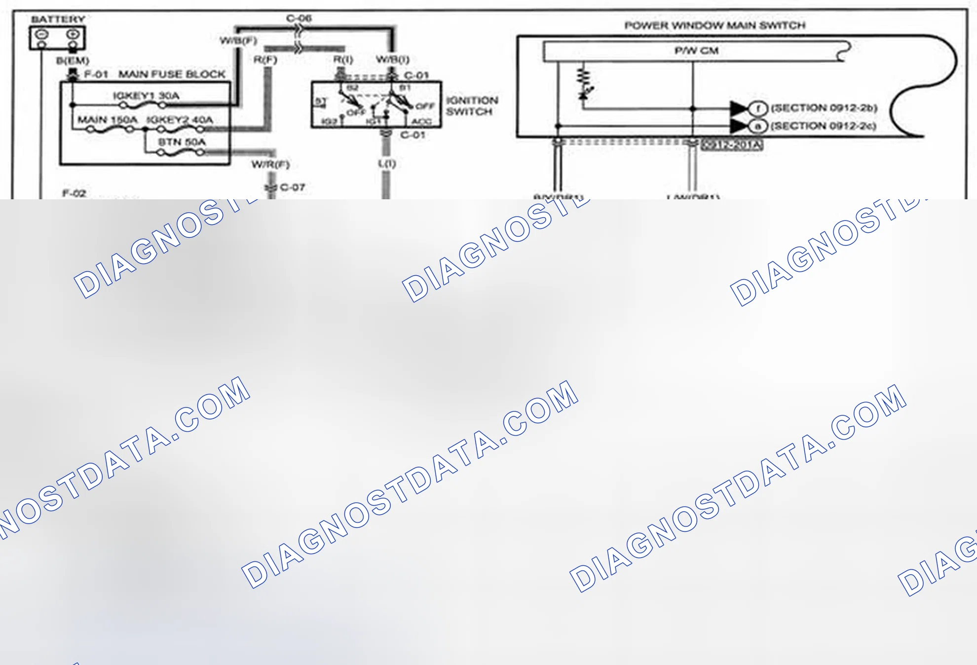 Scheme 164: Power Window System Wiring Diagram - 0912-2a (1 Of 2)