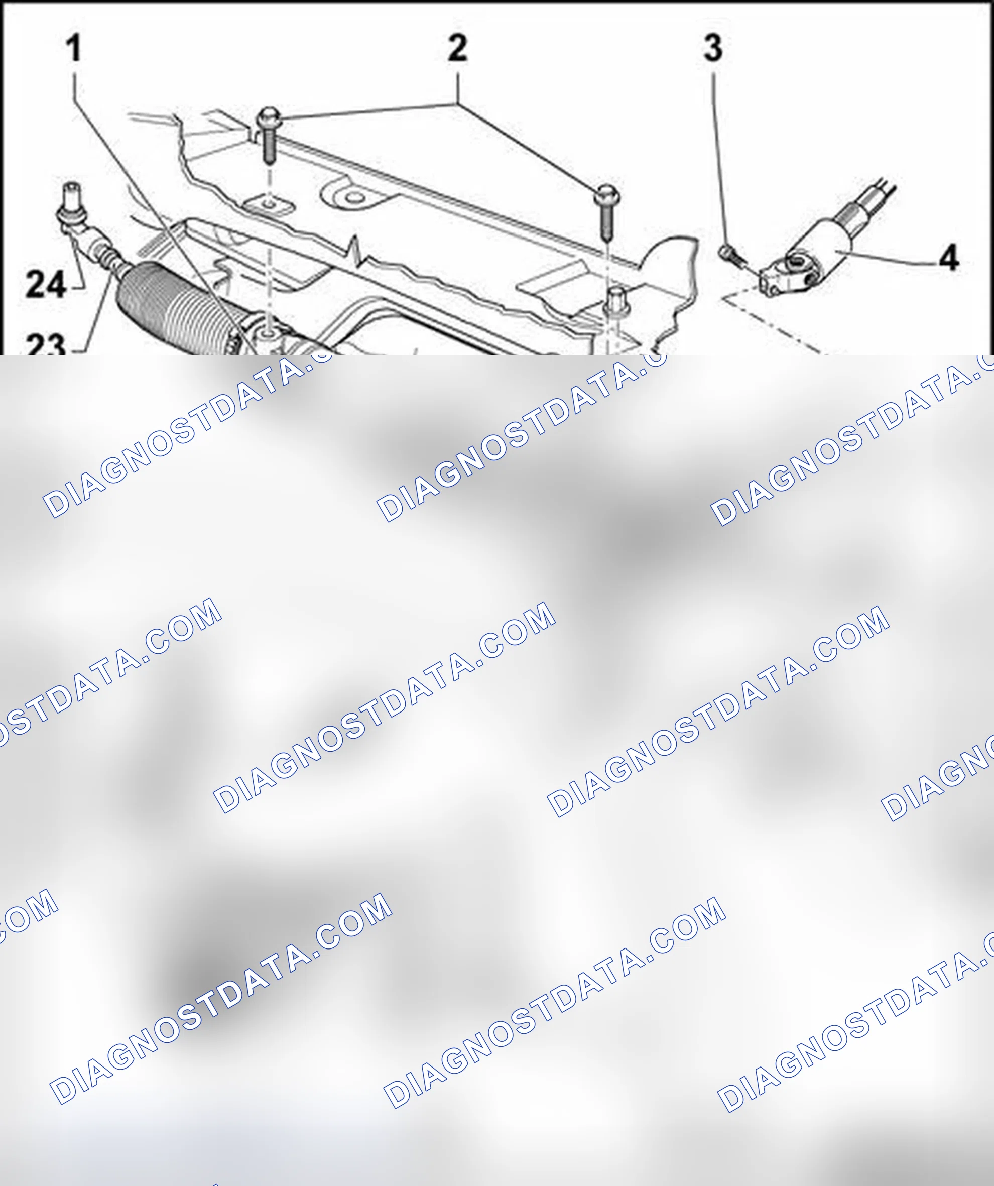Scheme 308: Power-assist steering gear, assembly overview