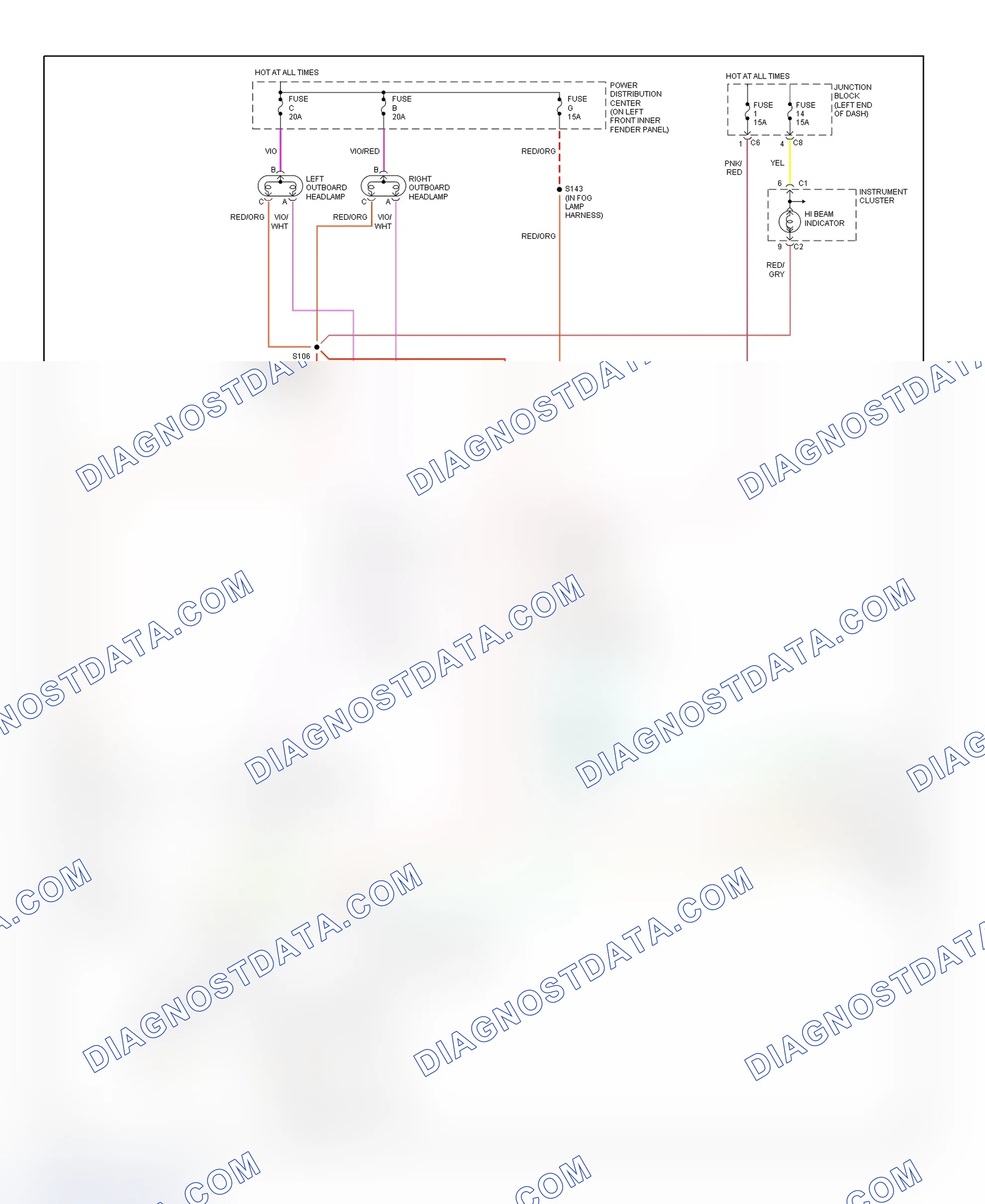 Scheme 10: Headlight System Wiring Diagram (Ram Pickup - Without Quad Headlights)