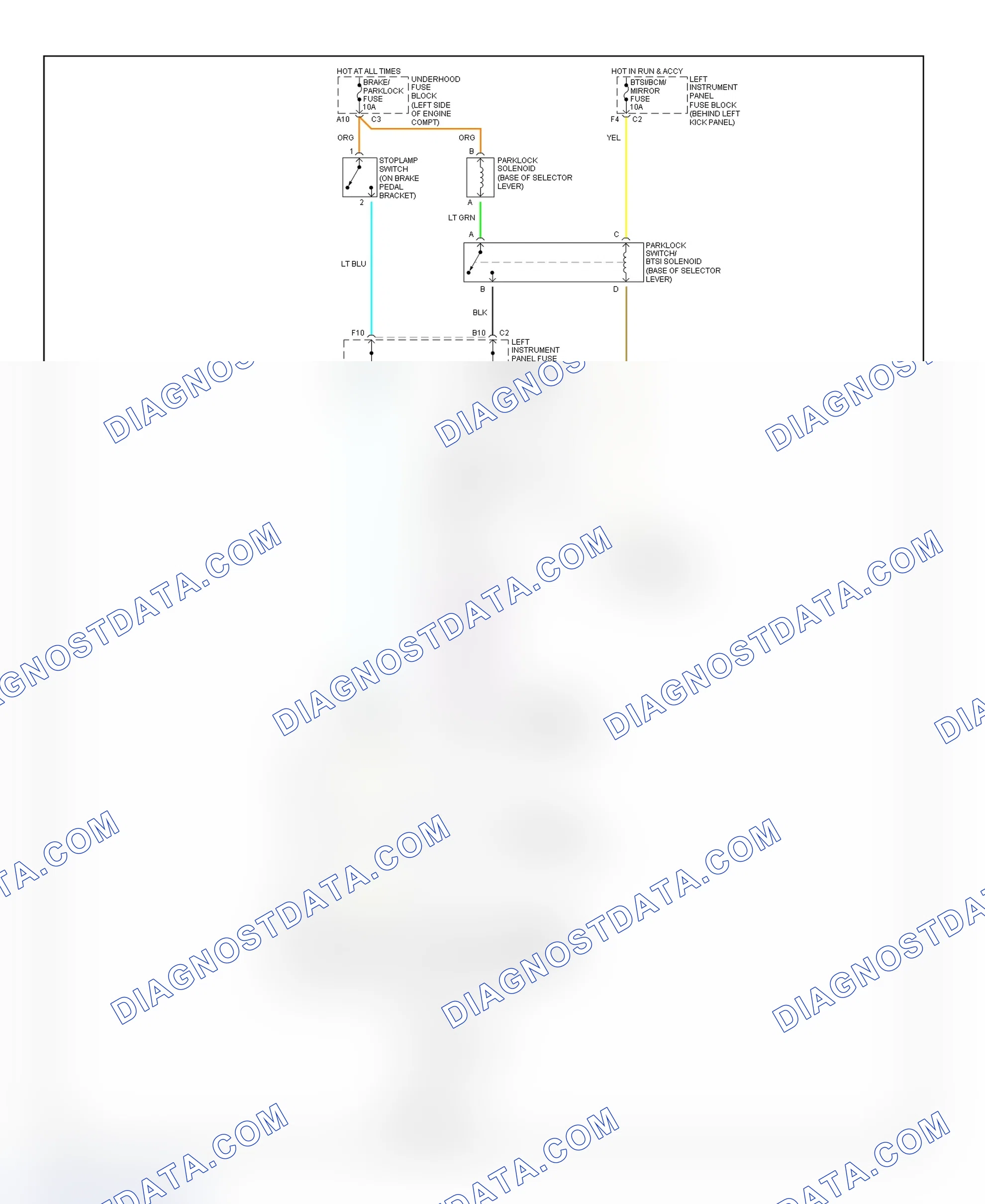 Fig. 49: Shift Interlock System Wiring Diagram (Saturn LS, LS1 & LW1)