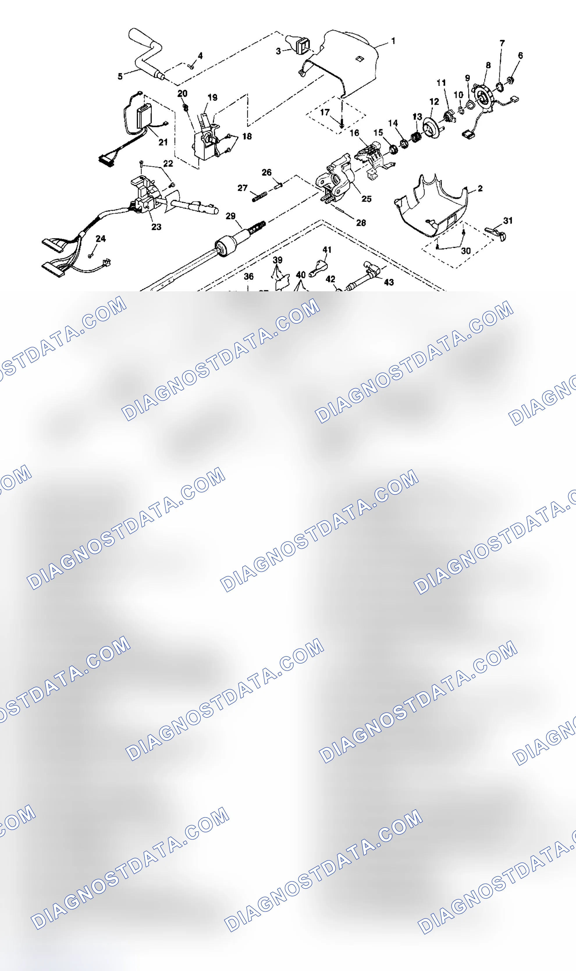 Scheme 1: Steering Column Disassembled View (Column Shift Lean Shaft)