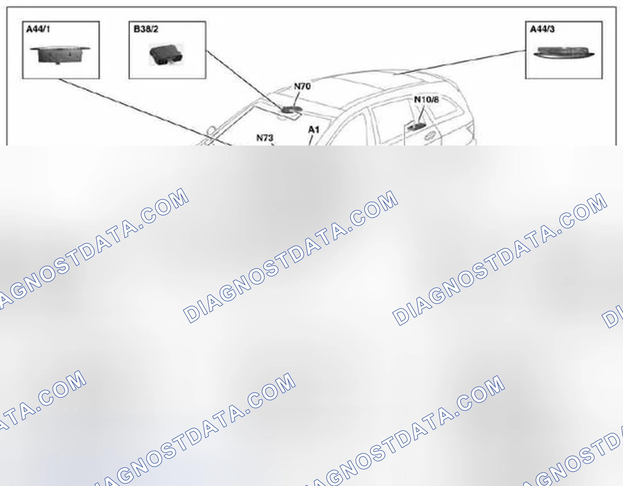 Scheme 42: Parktronic system (PTS), location of components - GF54.65-P-0001-02RT