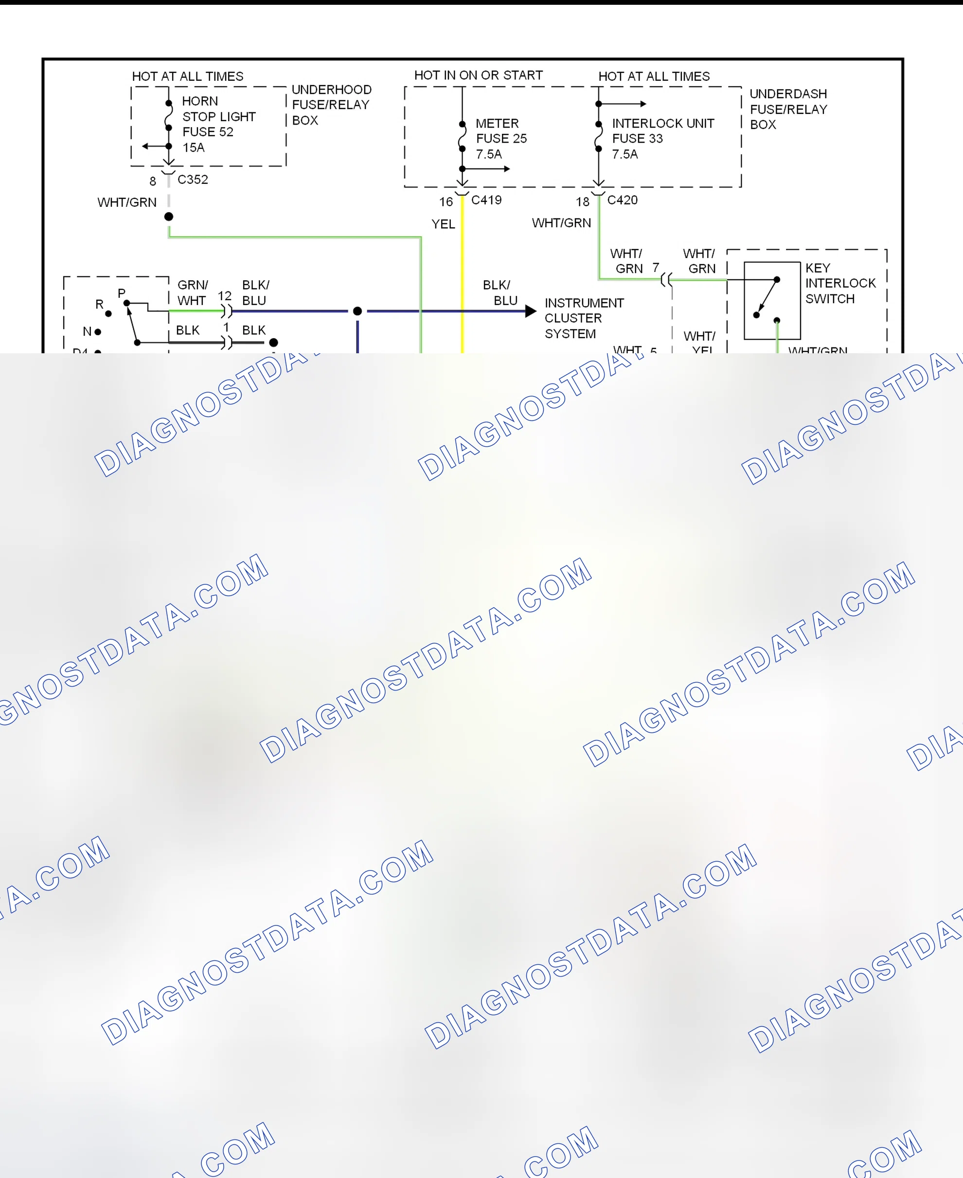 Scheme 50: Shift & Key Interlock System Wiring Schematic (1997 Honda Civic)
