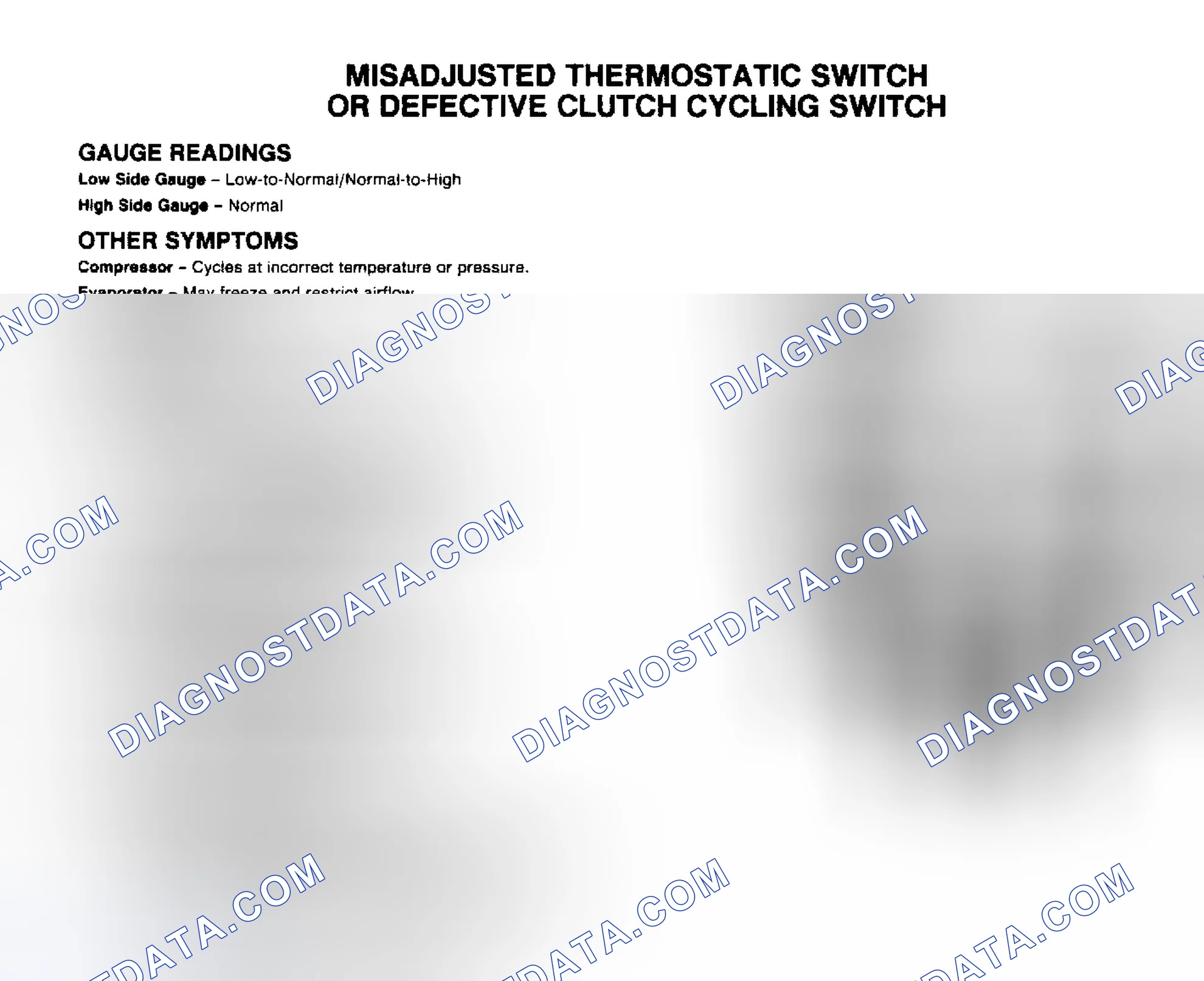 Scheme 3: Misadjusted Thermostatic Switch or Defective Clutch Cycling Switch Gauge Indications
