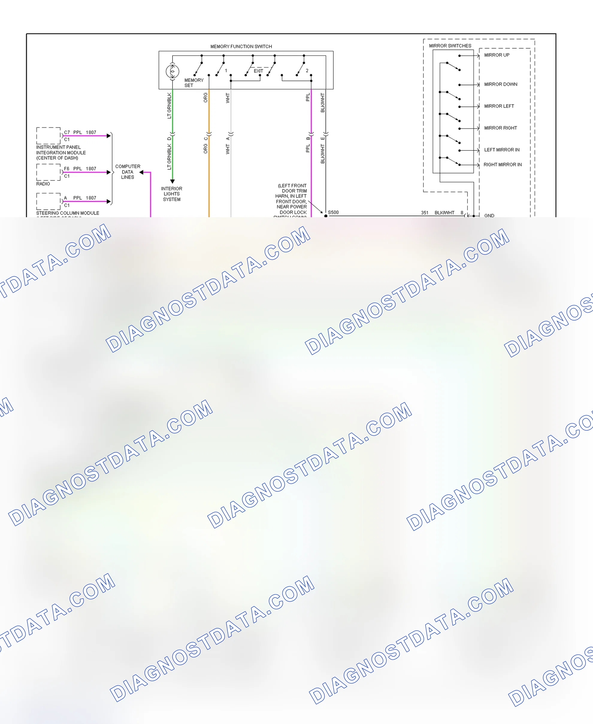 Scheme 19: Memory System Wiring Diagram (Seville W/O Power Lumbar Seat 2 Of 2)