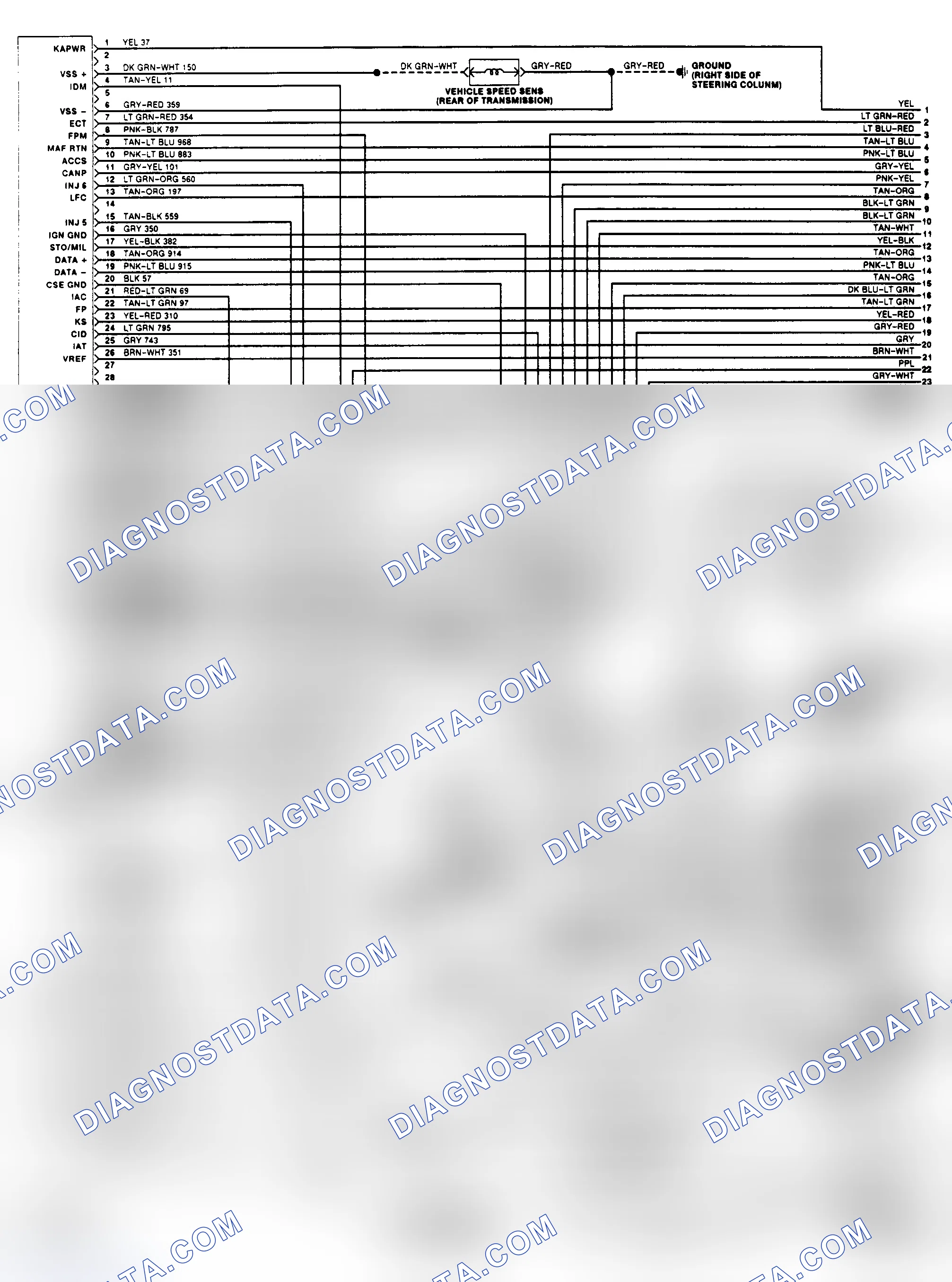 Scheme 132: EEC-IV Wiring Diagram (Thunderbird 3.8L SC - 1 of 3)