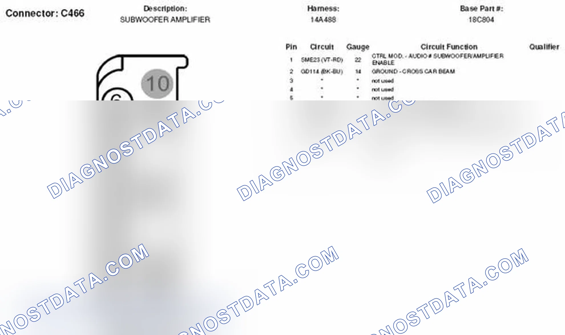 Scheme 193: Subwoofer Amplifier Connector End View (C466)