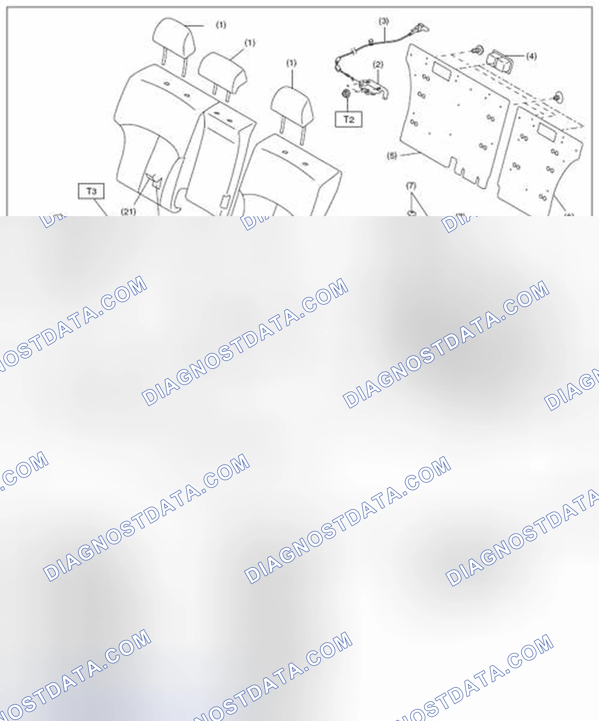 Scheme 20: Identifying Rear Seat Components With Torque Specifications (Sedan Model)