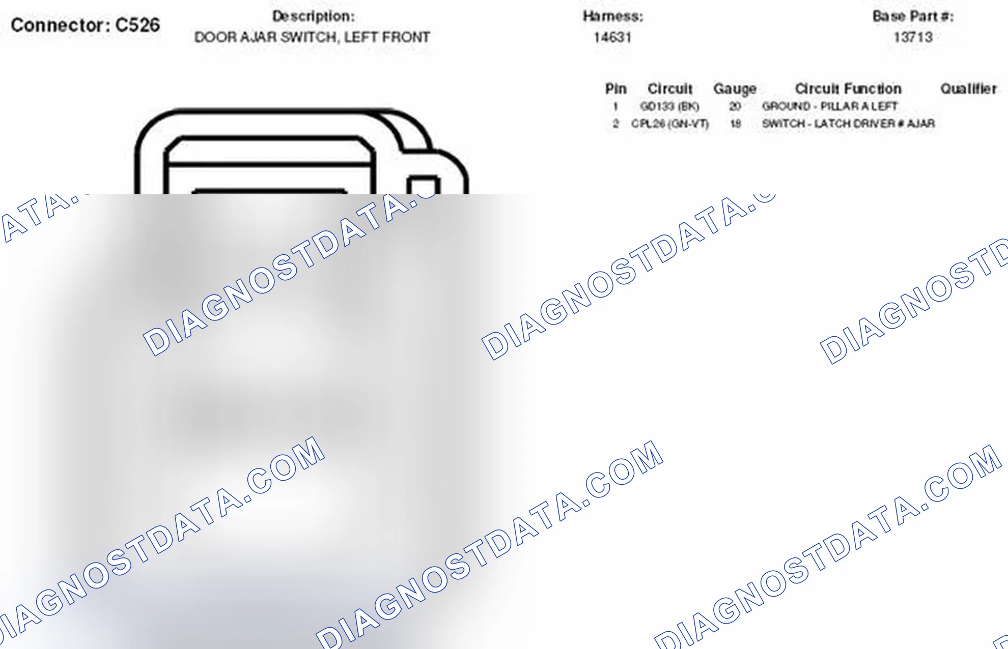 Scheme 149: Left Front Door Ajar Switch Connector End View (C526)