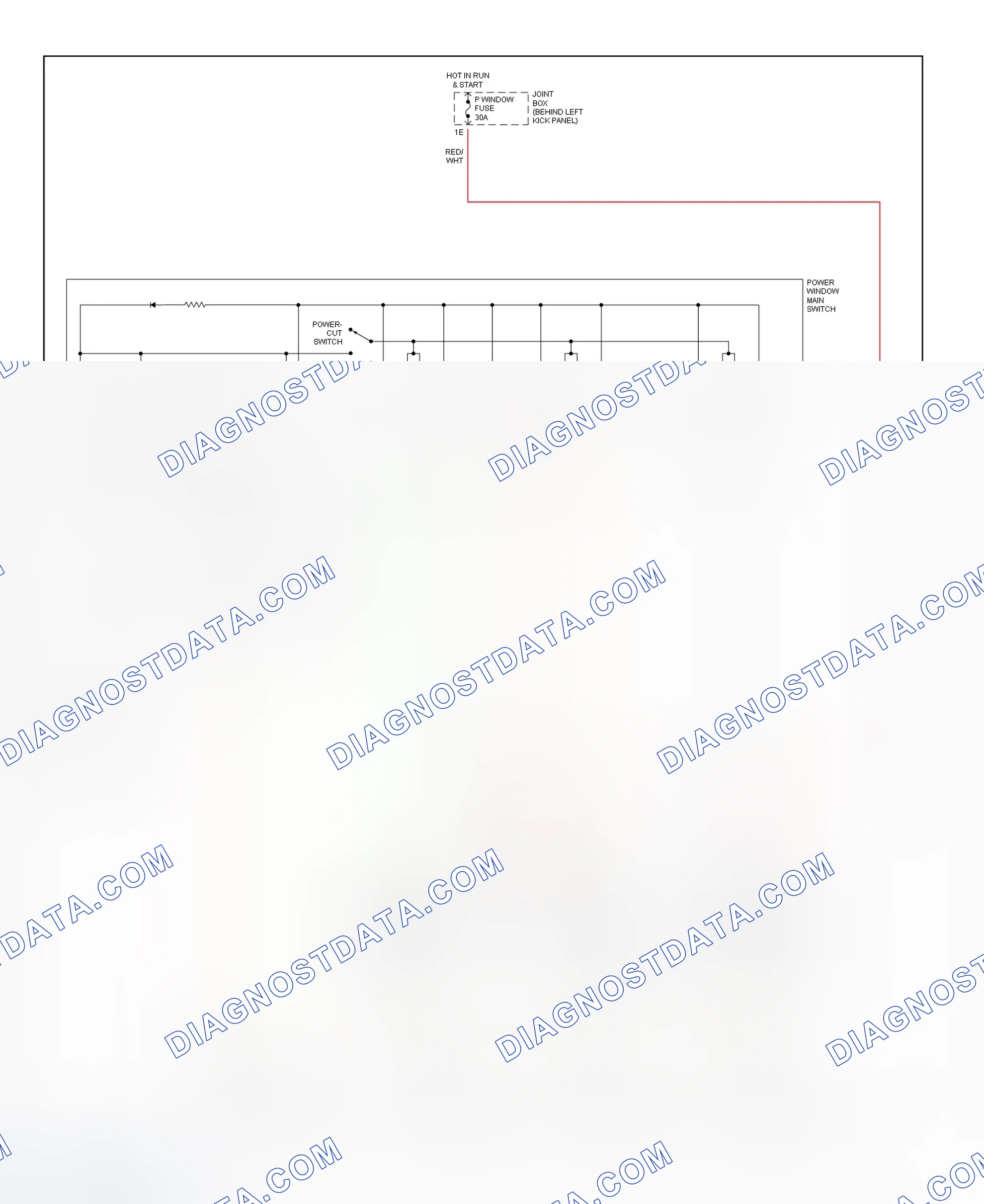 Scheme 7: Power Window System Wiring Diagram (Protege)