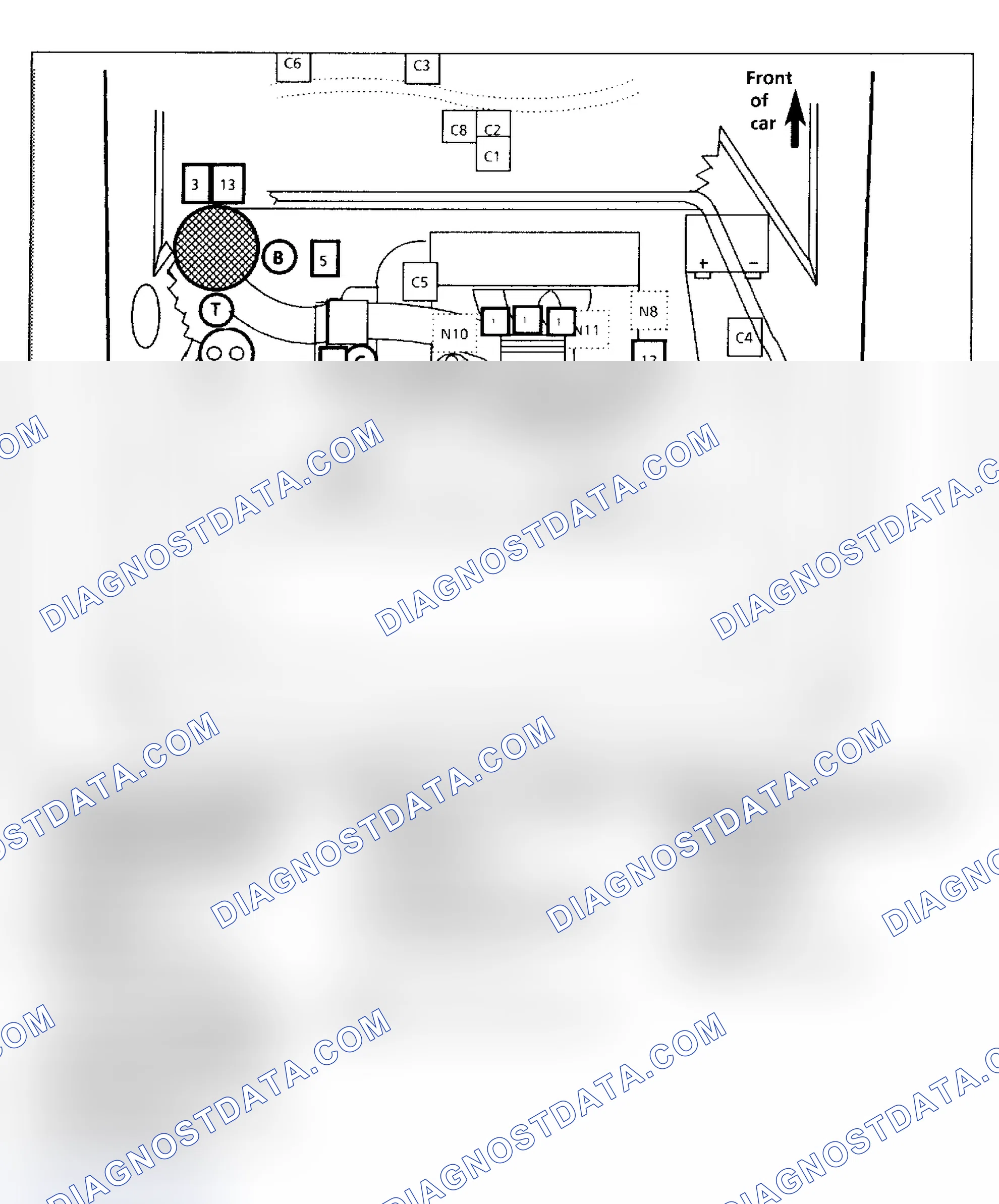 Scheme 432: Component Locations, "P" Body 2.8L (VIN 9)