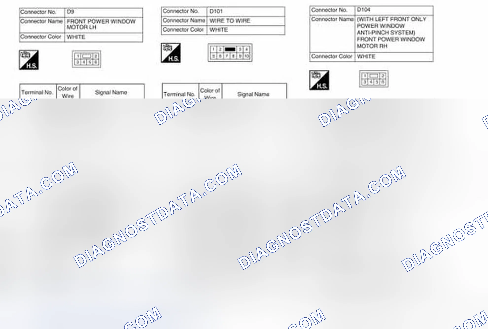 Scheme 13: Power Window System/With Left Only Power Window Anti-Pinch System Connectors (6 Of 7)