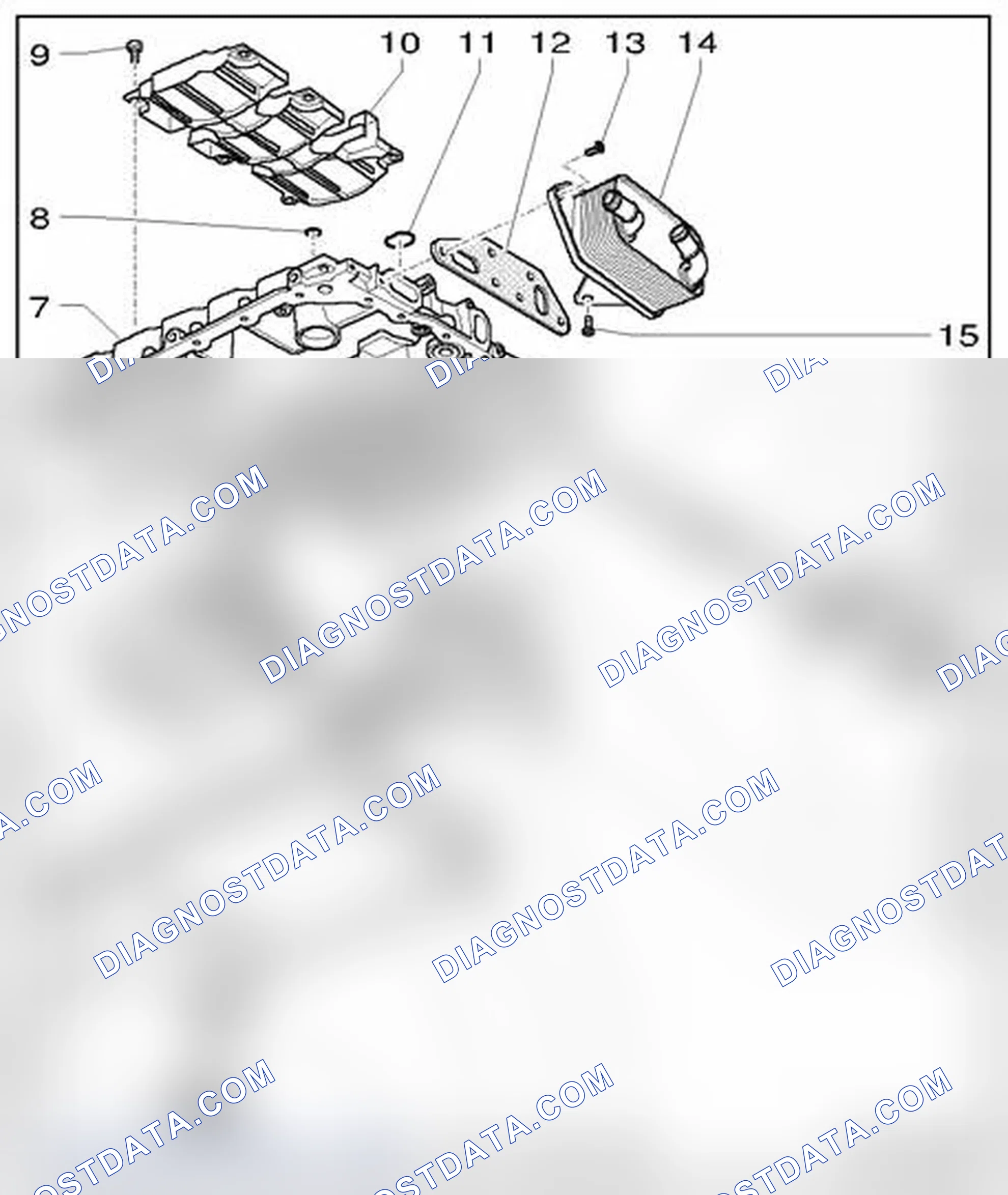 Scheme 596: Oil pan (lower part), oil pan (upper part), oil pump, oil cooler, component overview