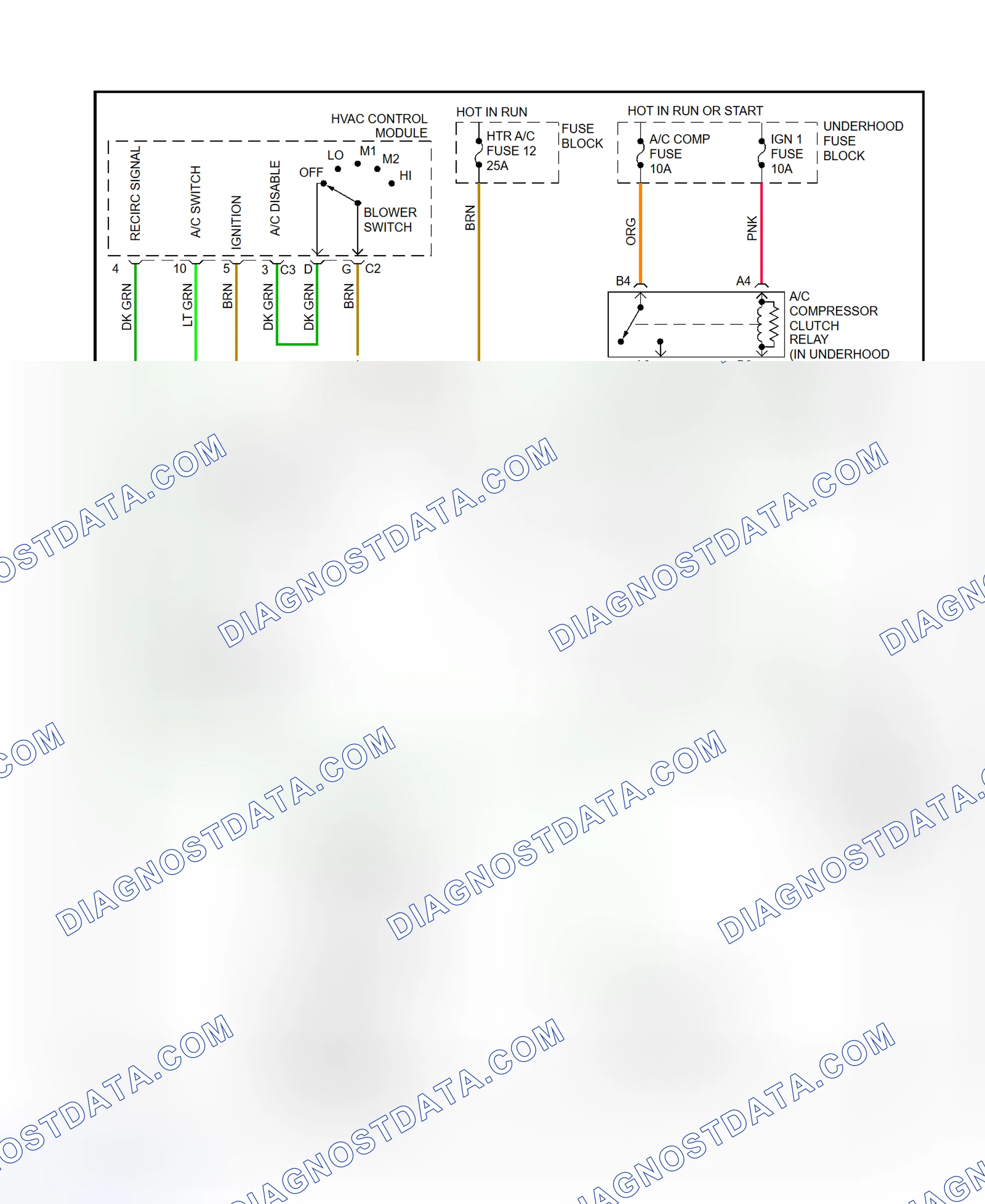 Scheme 11: A/C Compressor Clutch Control Circuit Wiring Diagram (2000 "C" & "K" Pickup - Diesel Engine)