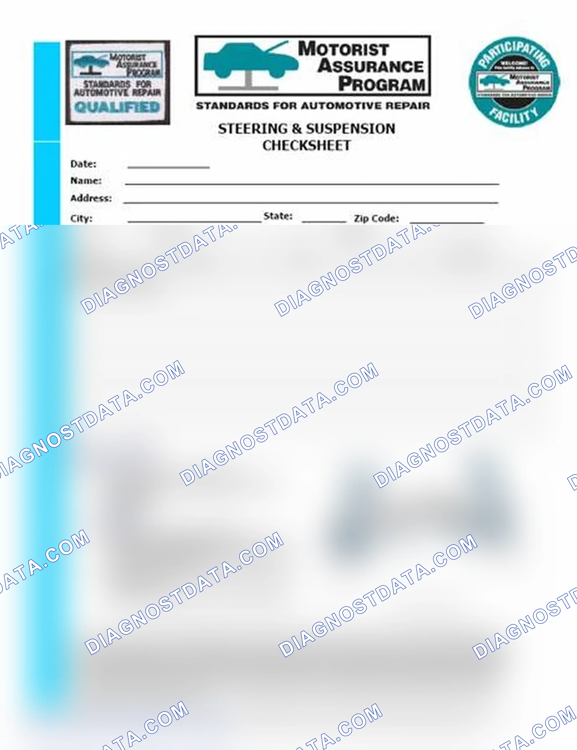 Scheme 11: Steering & Suspension Checksheet (1 Of 2)