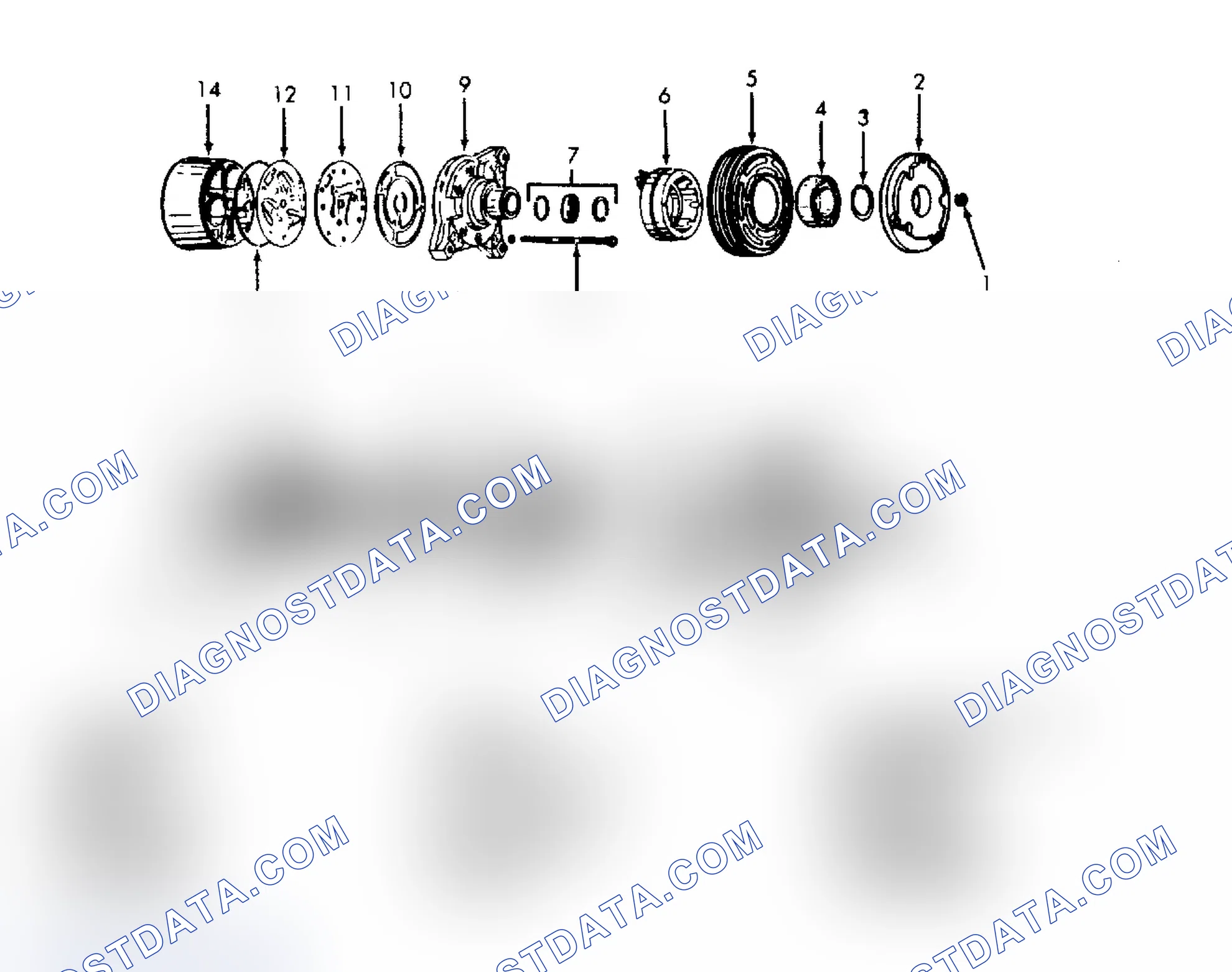 Scheme 6: Exploded View of Harrison HR-6 6-Cylinder Compressor