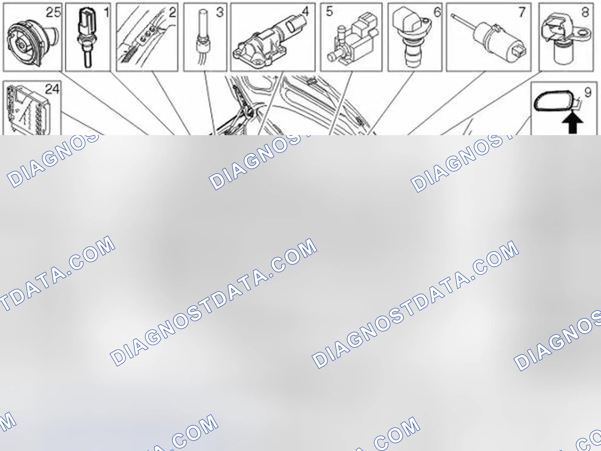 Scheme 137: Location of components, engine compartment