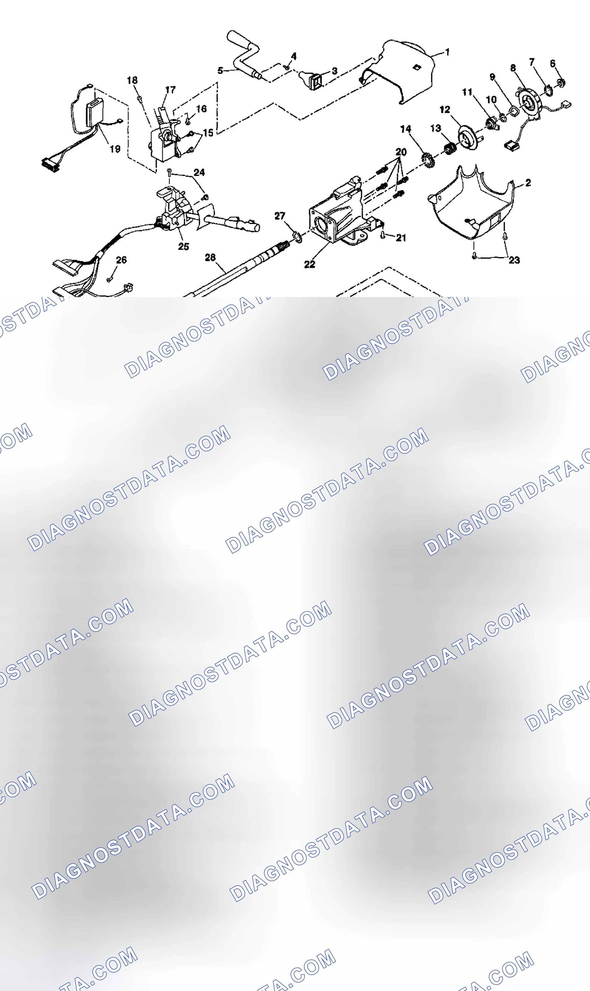 Scheme 3: Steering Column Disassembled View (Column Shift Standard)
