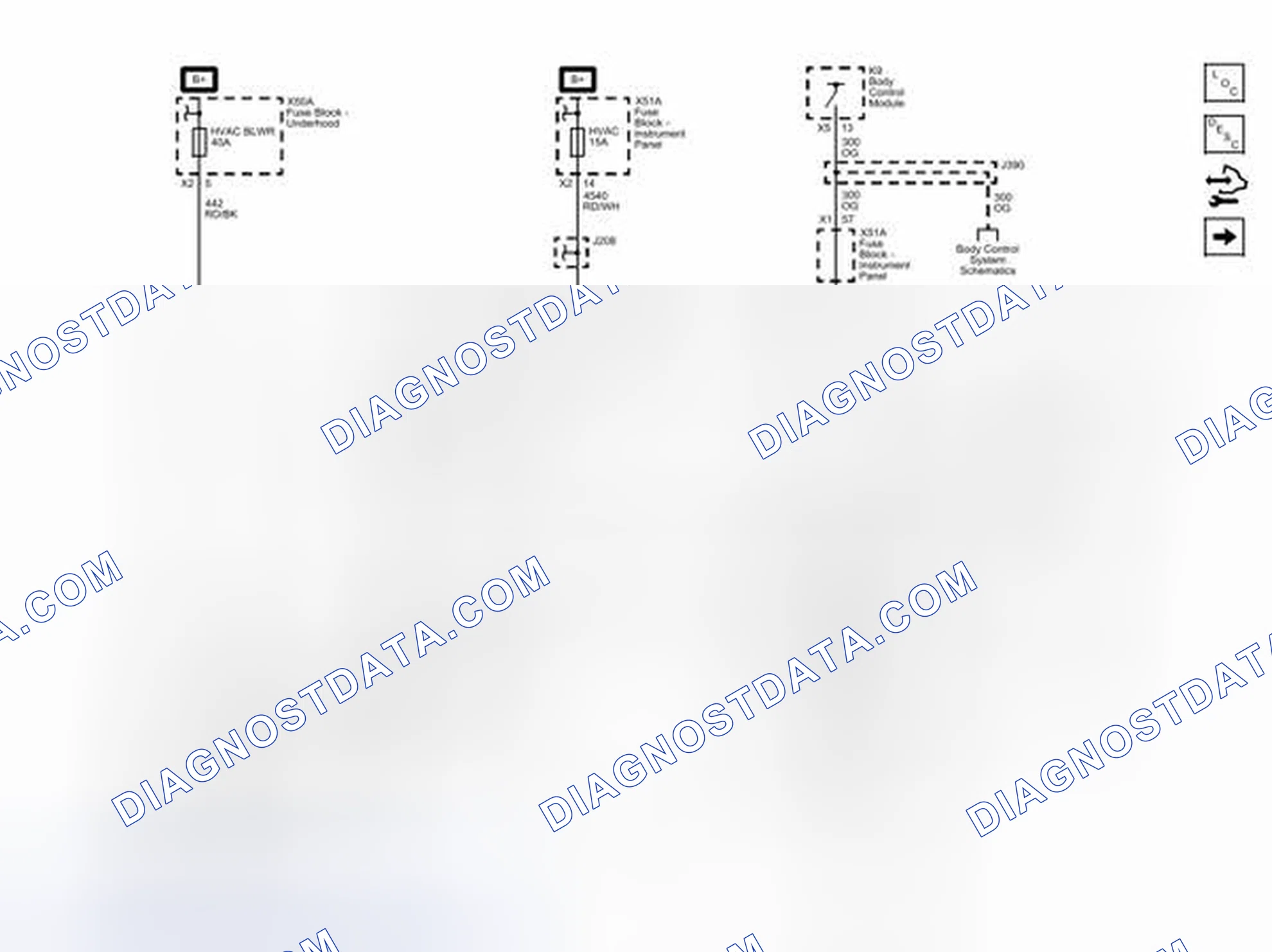 Scheme 93: Power, Ground, Blower Control, Serial Data and Sunload Sensor