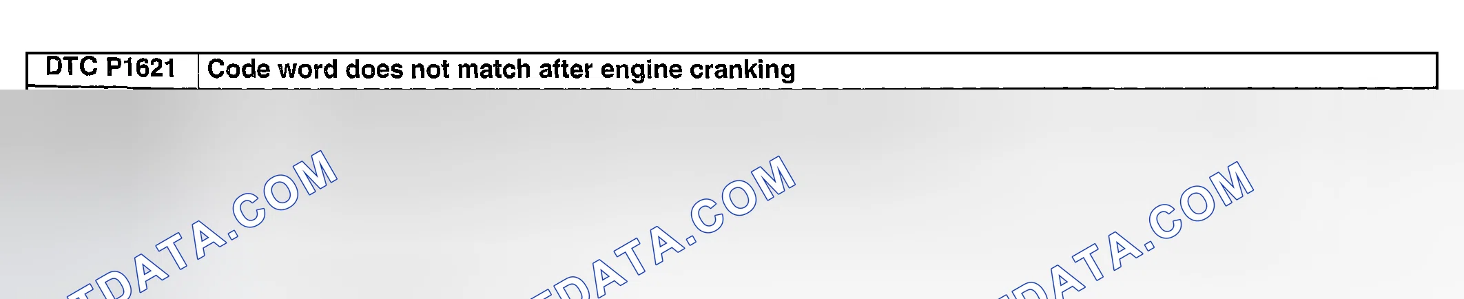 Scheme 190: DTC P1621: CODE WORD DOES NOT MATCH AFTER ENGINE CRANKING