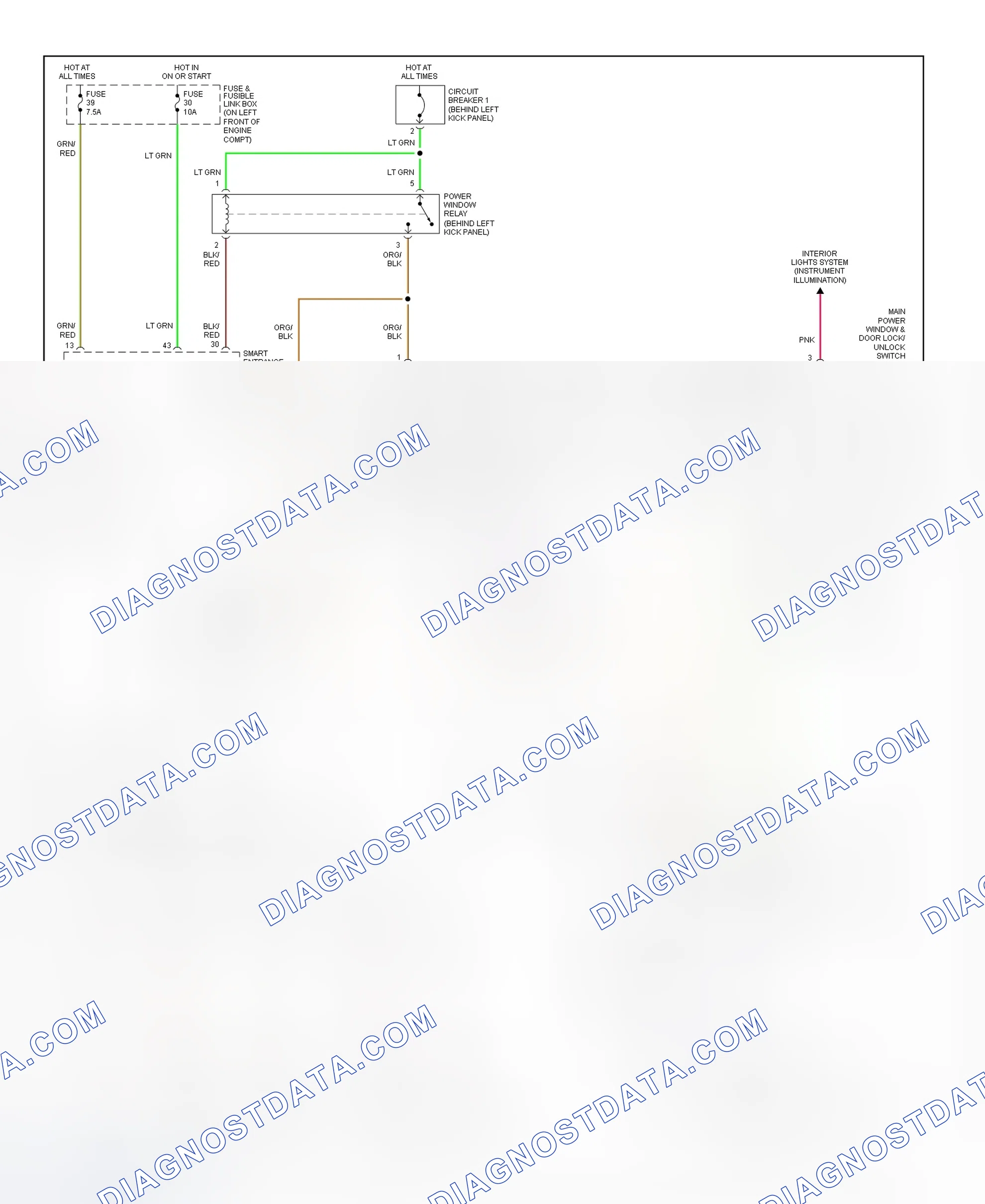 Fig. 5: Power Window System Wiring Diagram (Quest)