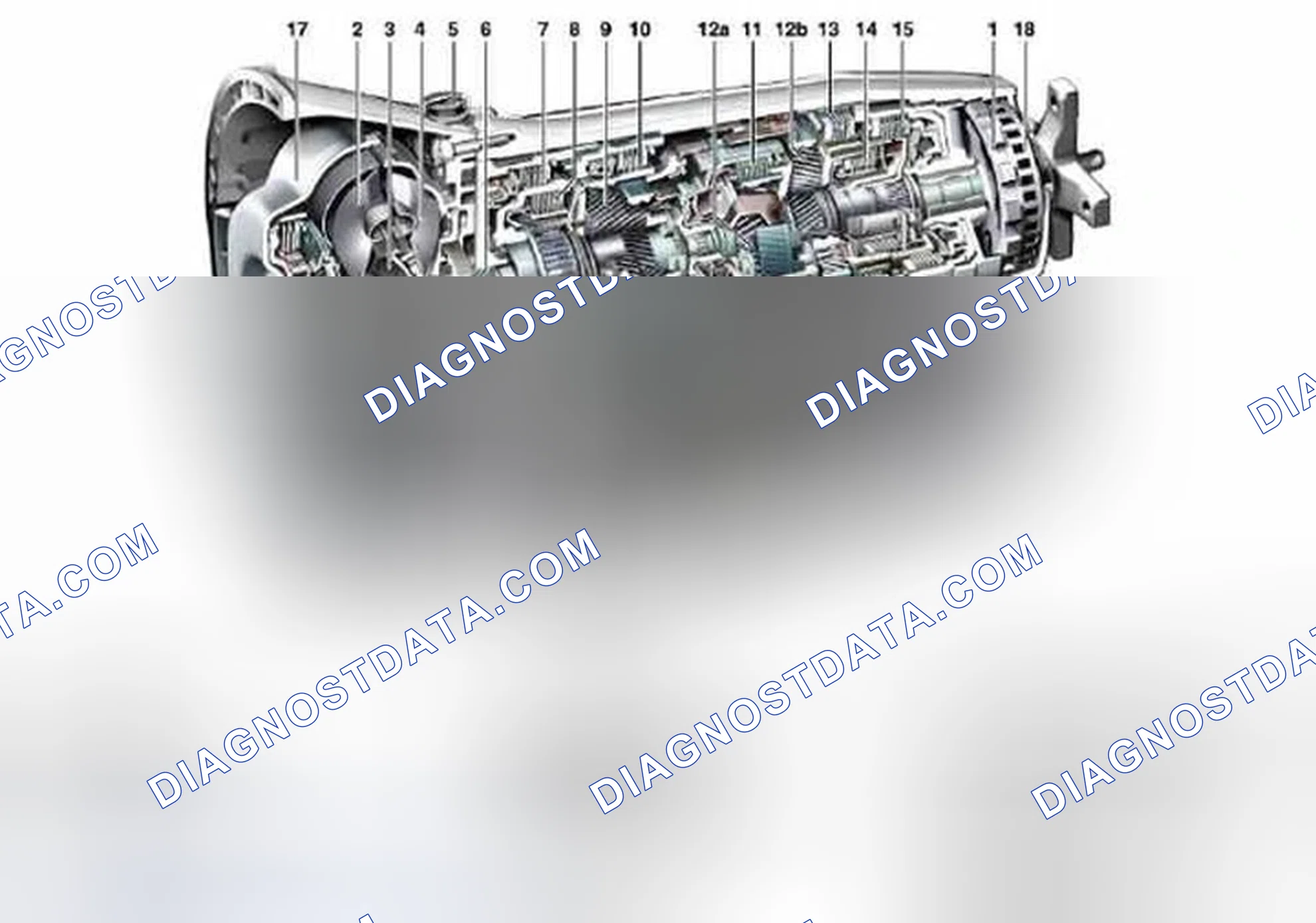 Scheme 25: Identifying Automatic Transmission Mechanical Parts Location (Transmission 722.9)