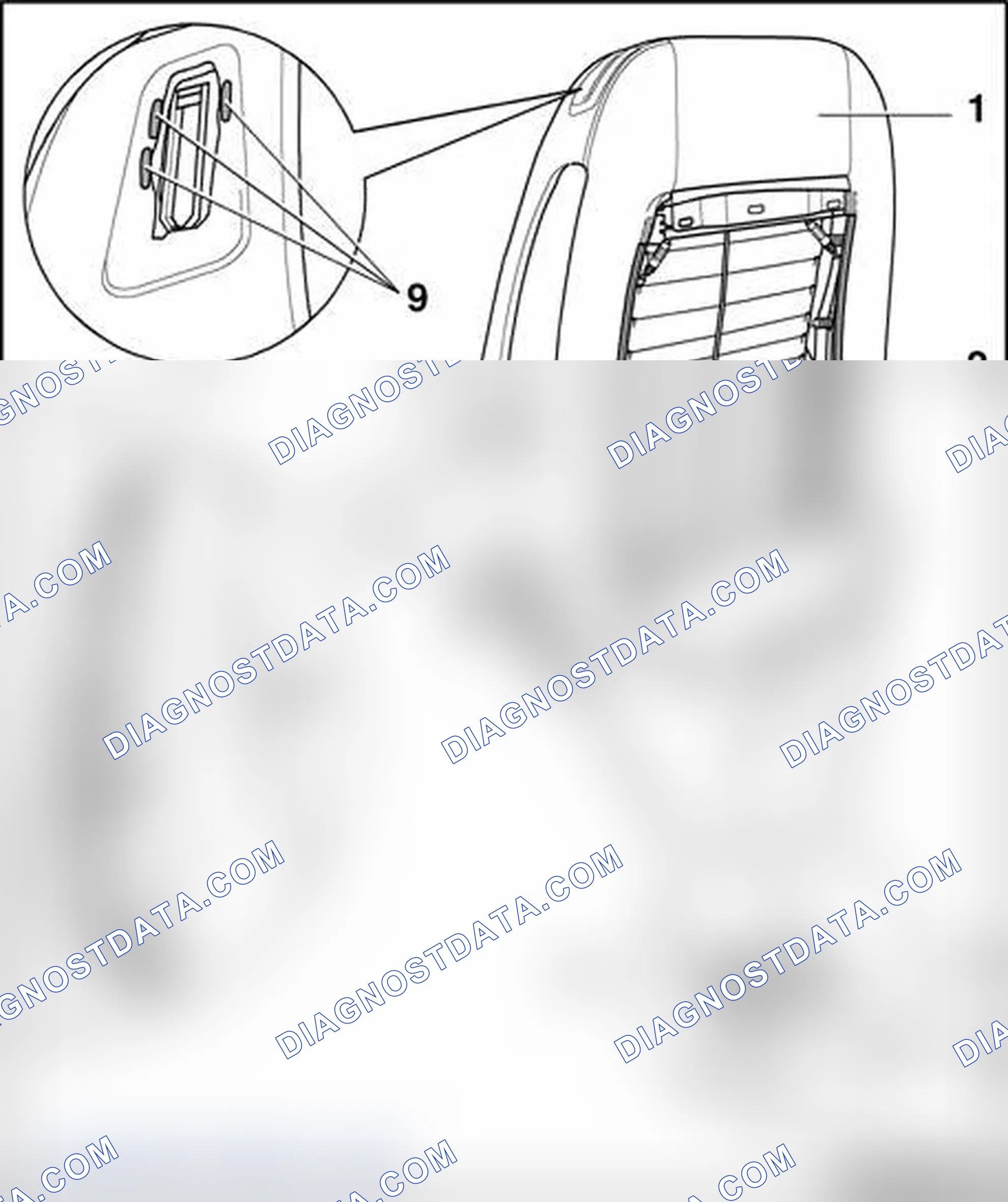 Scheme 254: Removing cover and padding from backrest frame