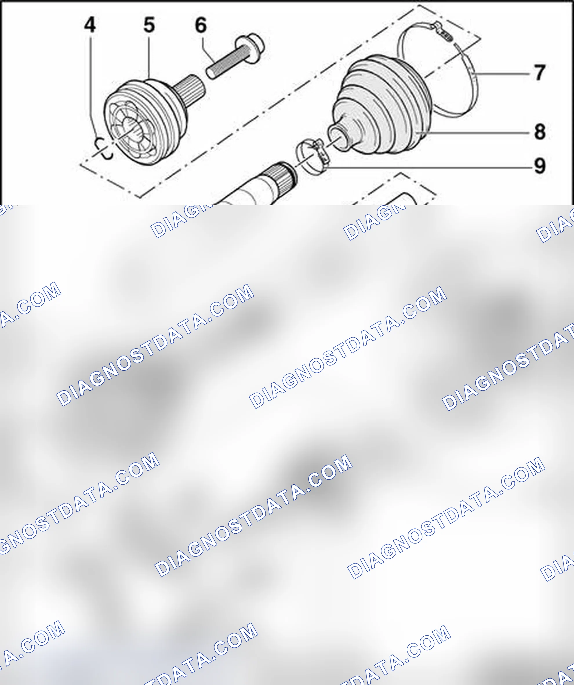 Scheme 149: Drive axle with peened triple roller joint AAR 3300 i and outer constant velocity joint (100 mm dia.