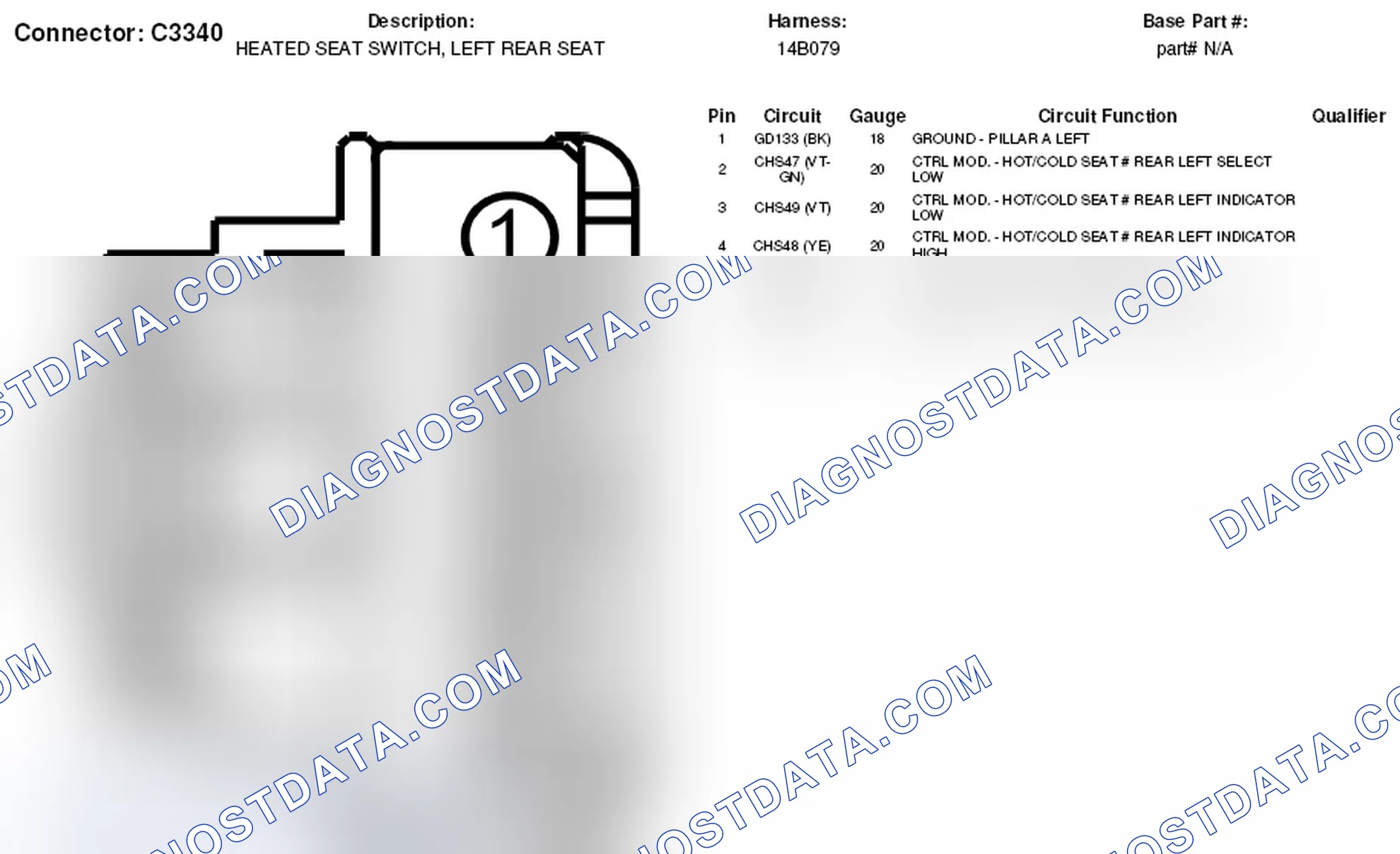 Scheme 300: Left Rear Seat Heated Seat Switch Connector End View (C3340)