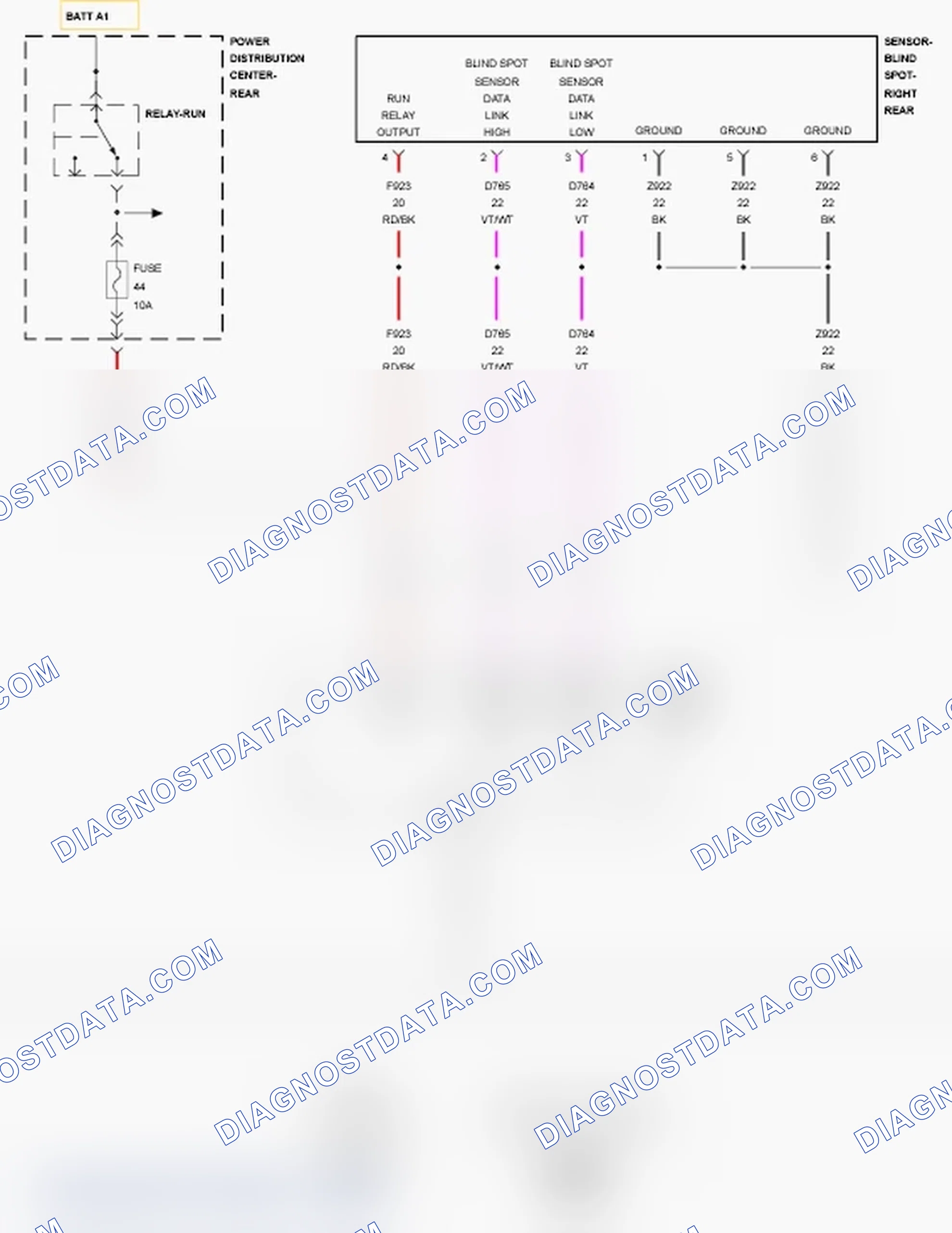 Scheme 2: B128D-16-PASSENGER BLIND SPOT SENSOR - CIRCUIT VOLTAGE BELOW THRESHOLD