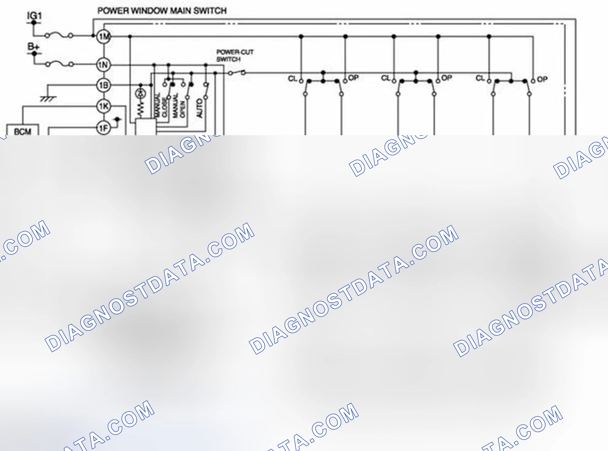 Scheme 1: Power Window System Wiring Diagram