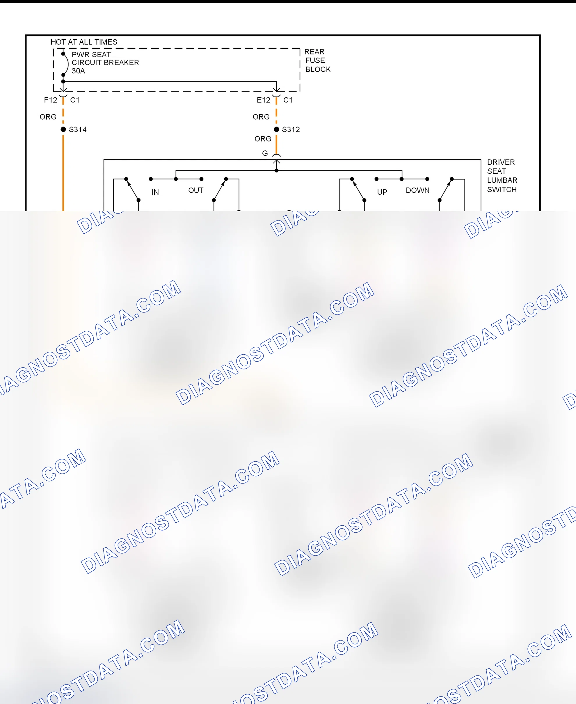 Scheme 24: Power Lumbar Seats Wiring Diagram (Seville - Without Automatic Contour Lumbar)