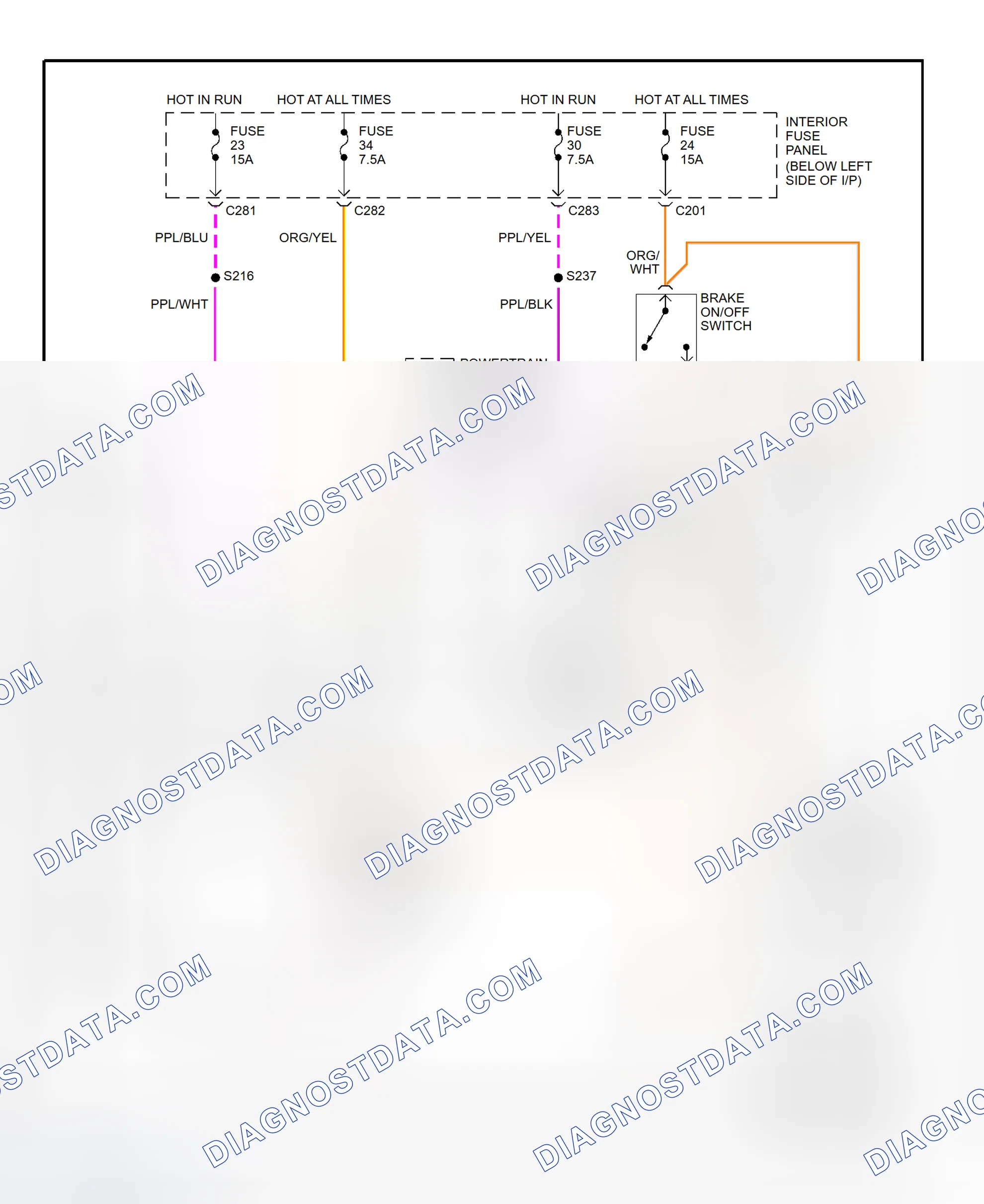 Scheme 70: Shift Interlock System Wiring Diagram (1997 Contour & Mystique)