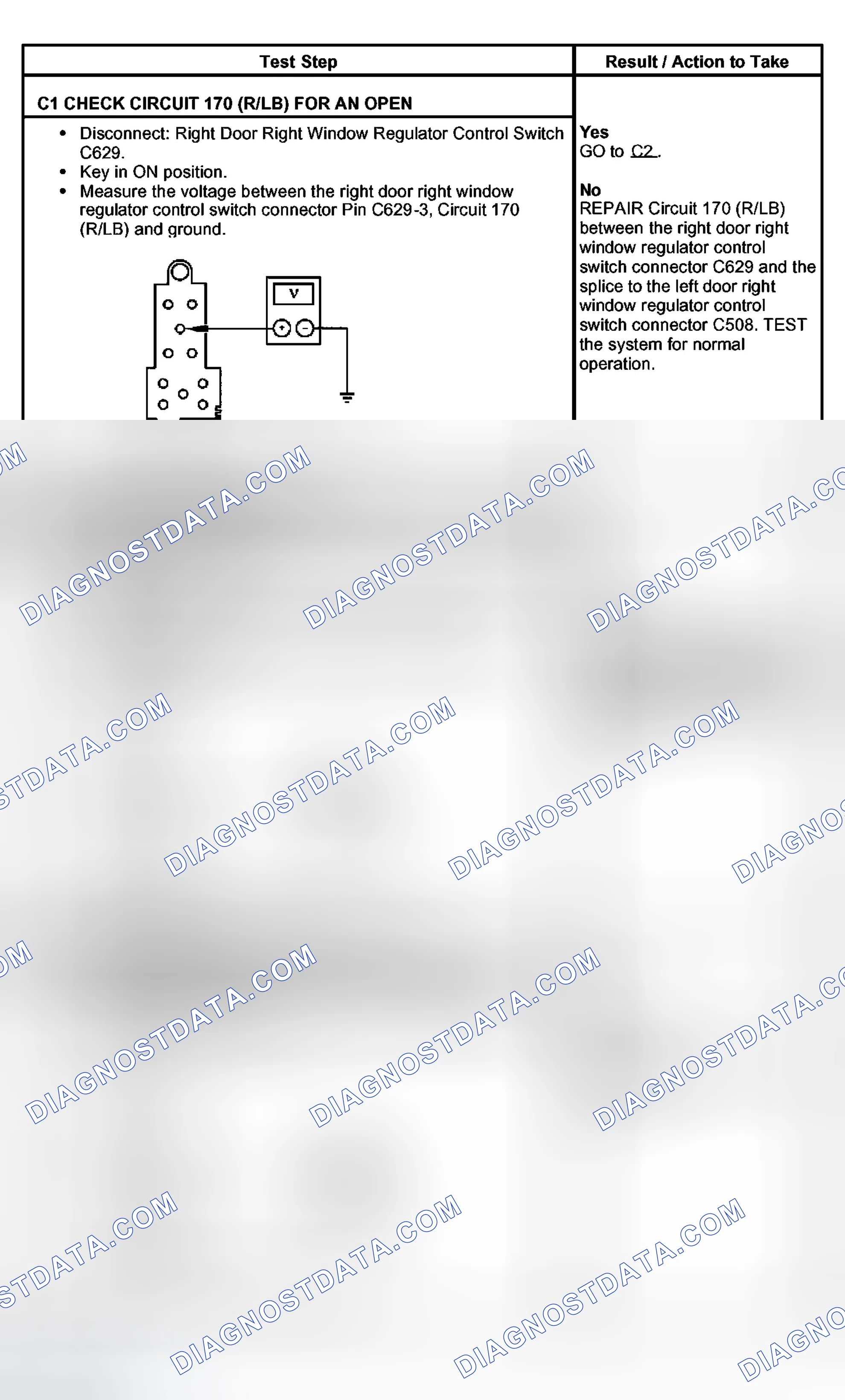 Scheme 7: PINPOINT TEST C: SINGLE POWER WINDOW IS INOPERATIVE (RH)