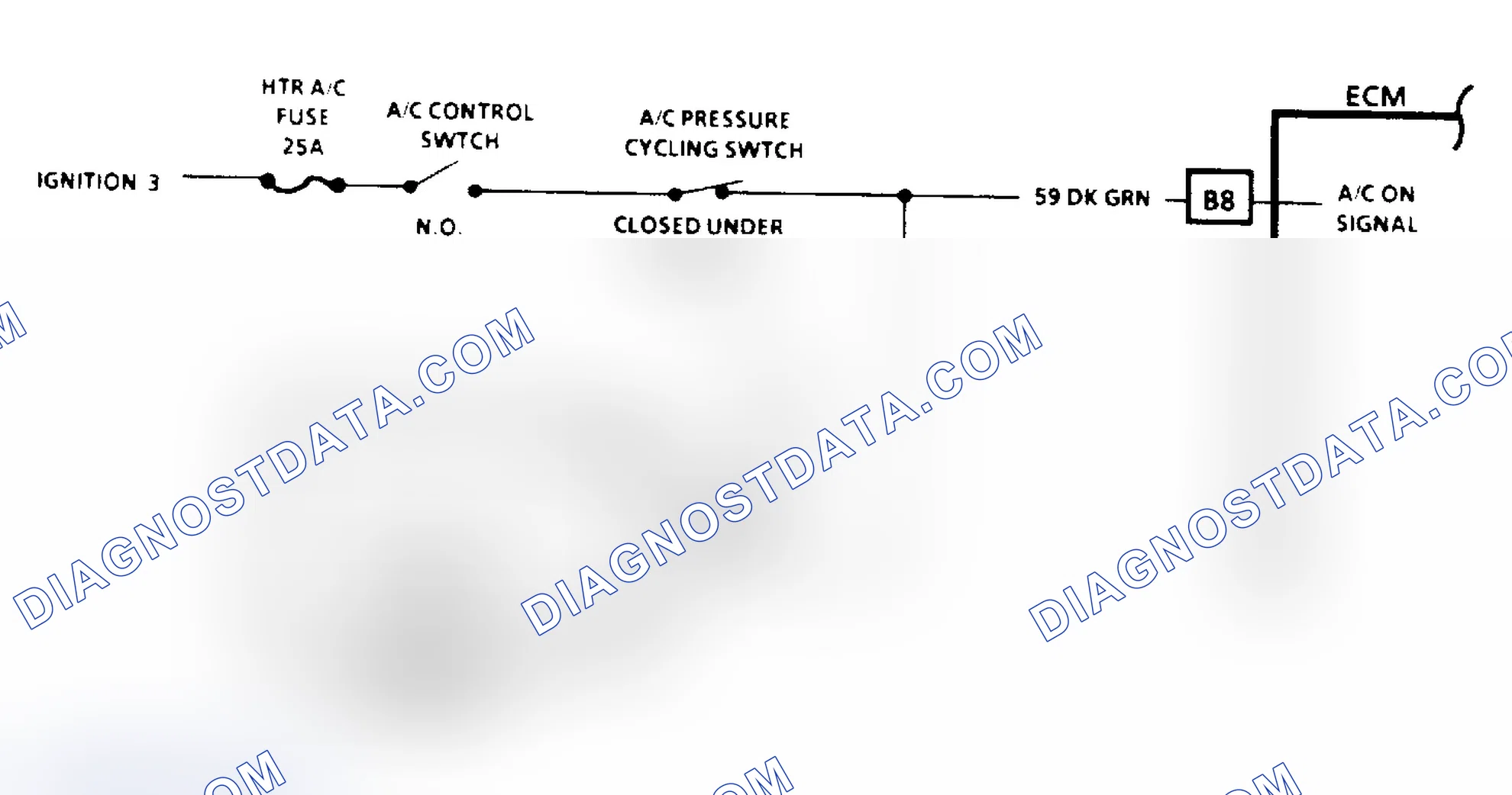 Scheme 126: A/C On Signal Diagnosis (4.3L, 5.0L, 5.7L, 7.4L Engines) - Flow Chart & Schematic
