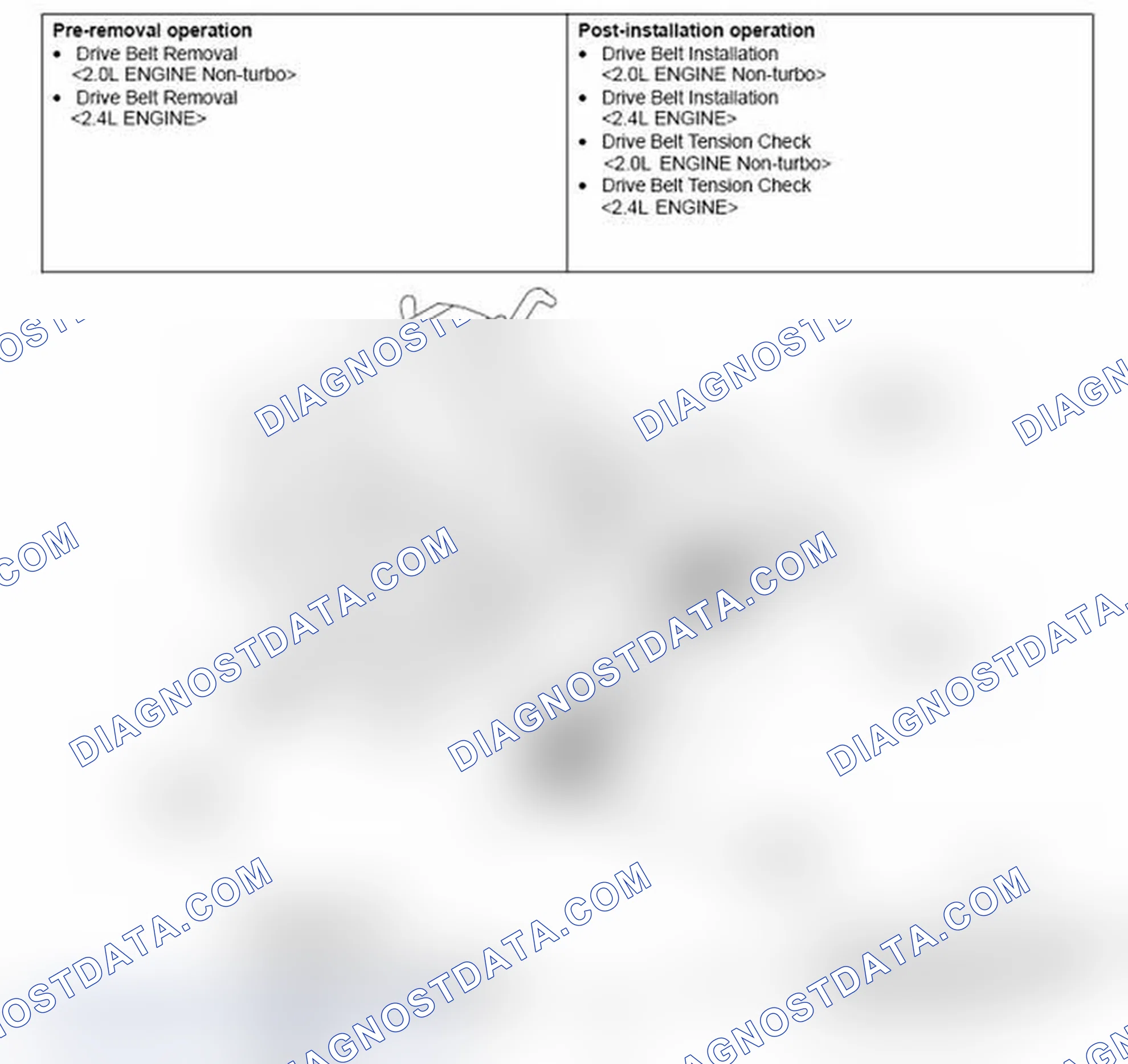 Scheme 15: REMOVAL AND INSTALLATION < 2.0L ENGINE NON-TURBO, 2.4L ENGINE >