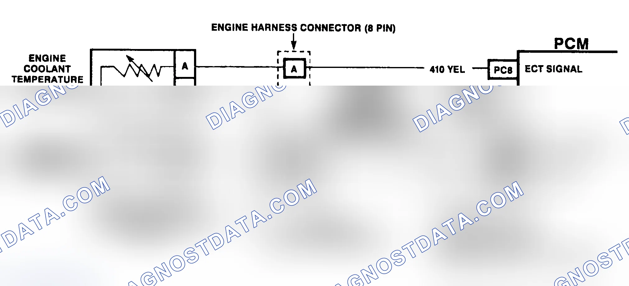 Scheme 319: DTC 14 Schematic ("C" & "K" Series) ECT Sensor Circuit Low (High Temperature Indicated
