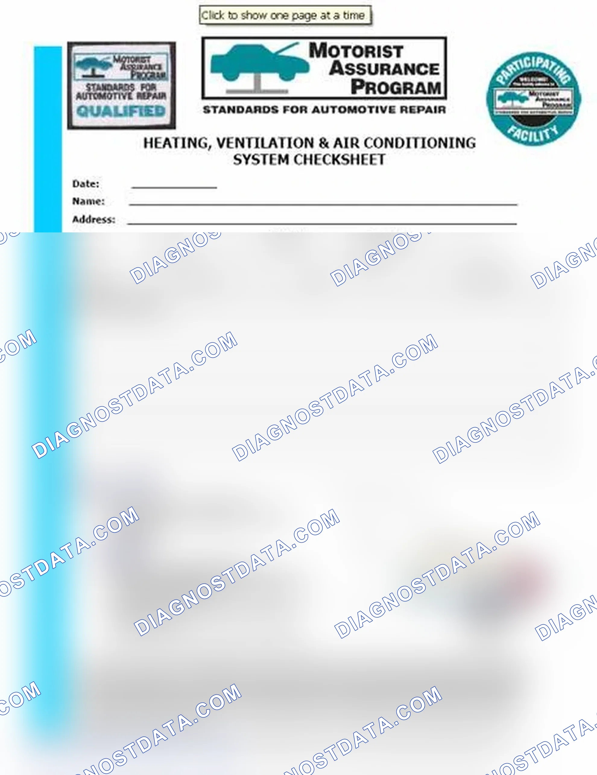 Scheme 15: Heating, Ventilation & Air Conditioning System Checksheet (1 Of 2)