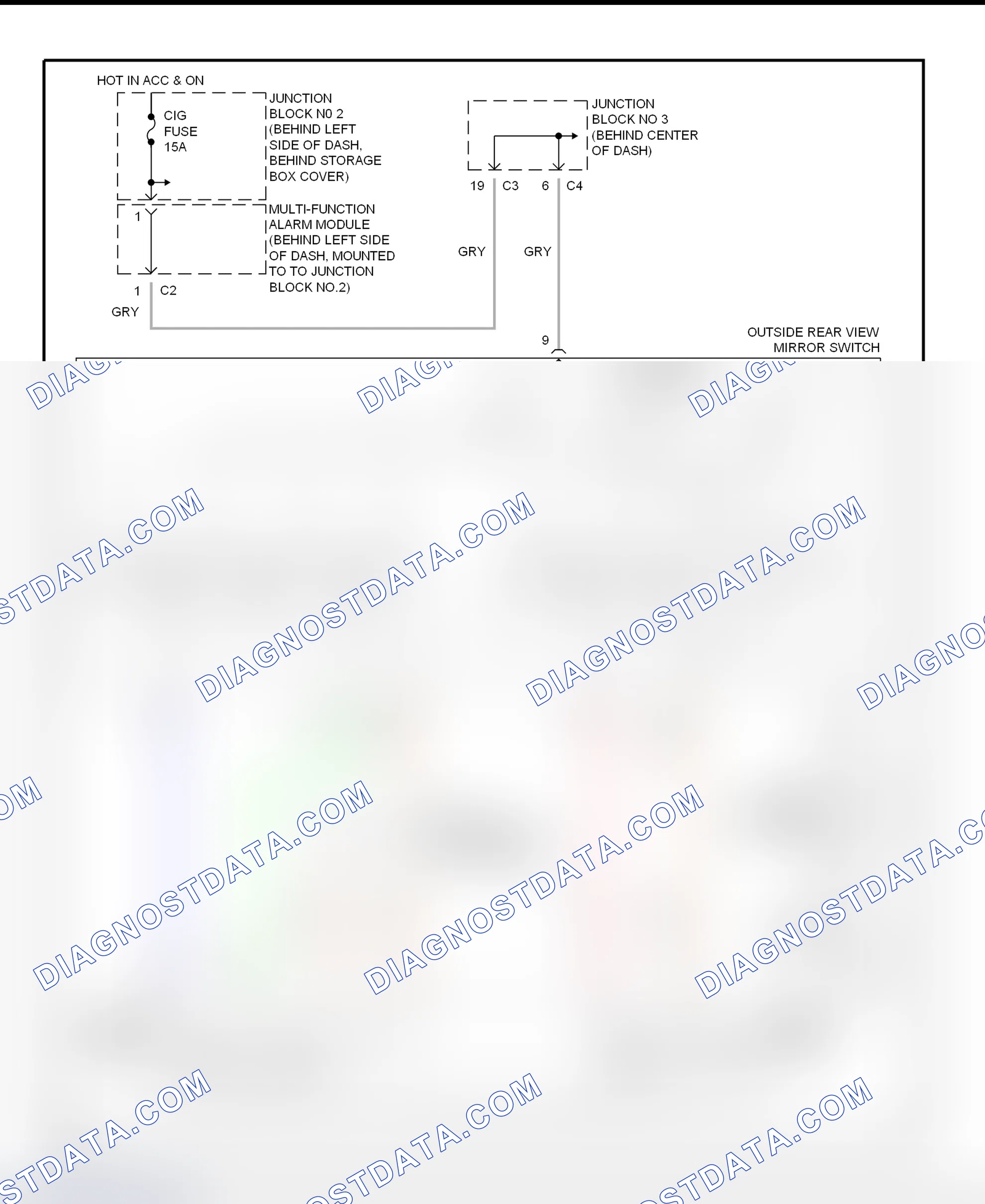 Fig. 6: Power Mirror System Wiring Diagram (Prizm)