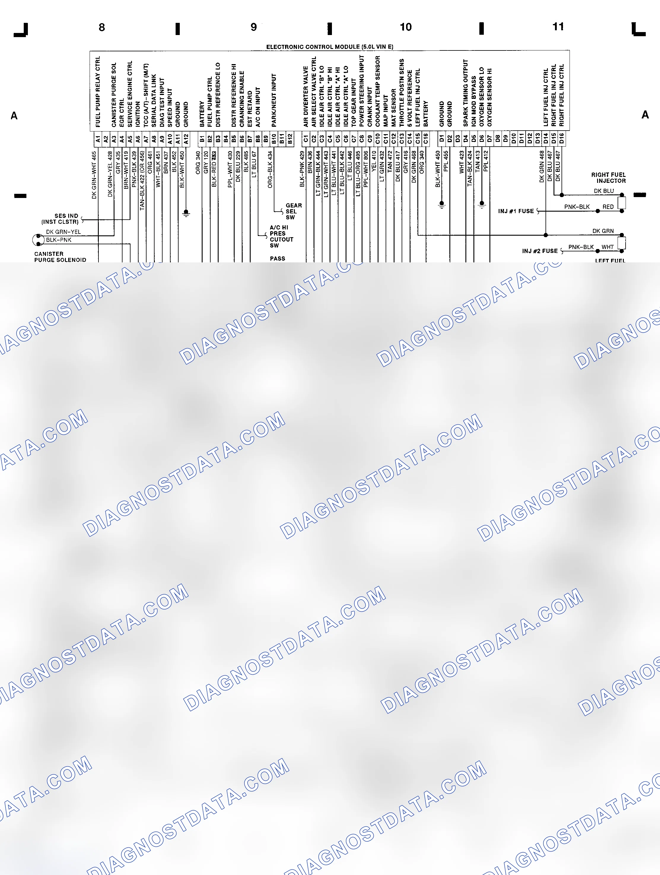 Scheme 43: 5.0L (VIN E) ECM Wiring Diagram (Camaro & Firebird)