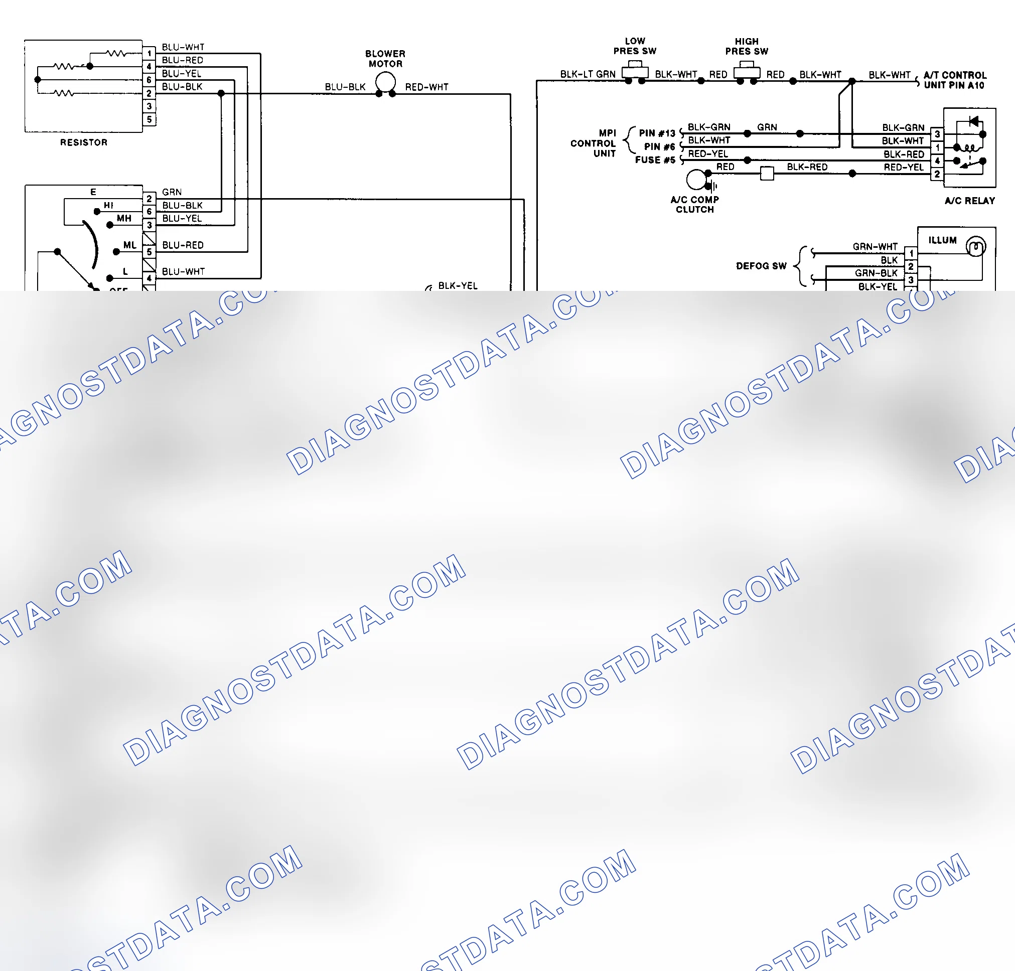 Scheme 14: Manual A/C-Heater System Wiring Diagram (Scoupe)